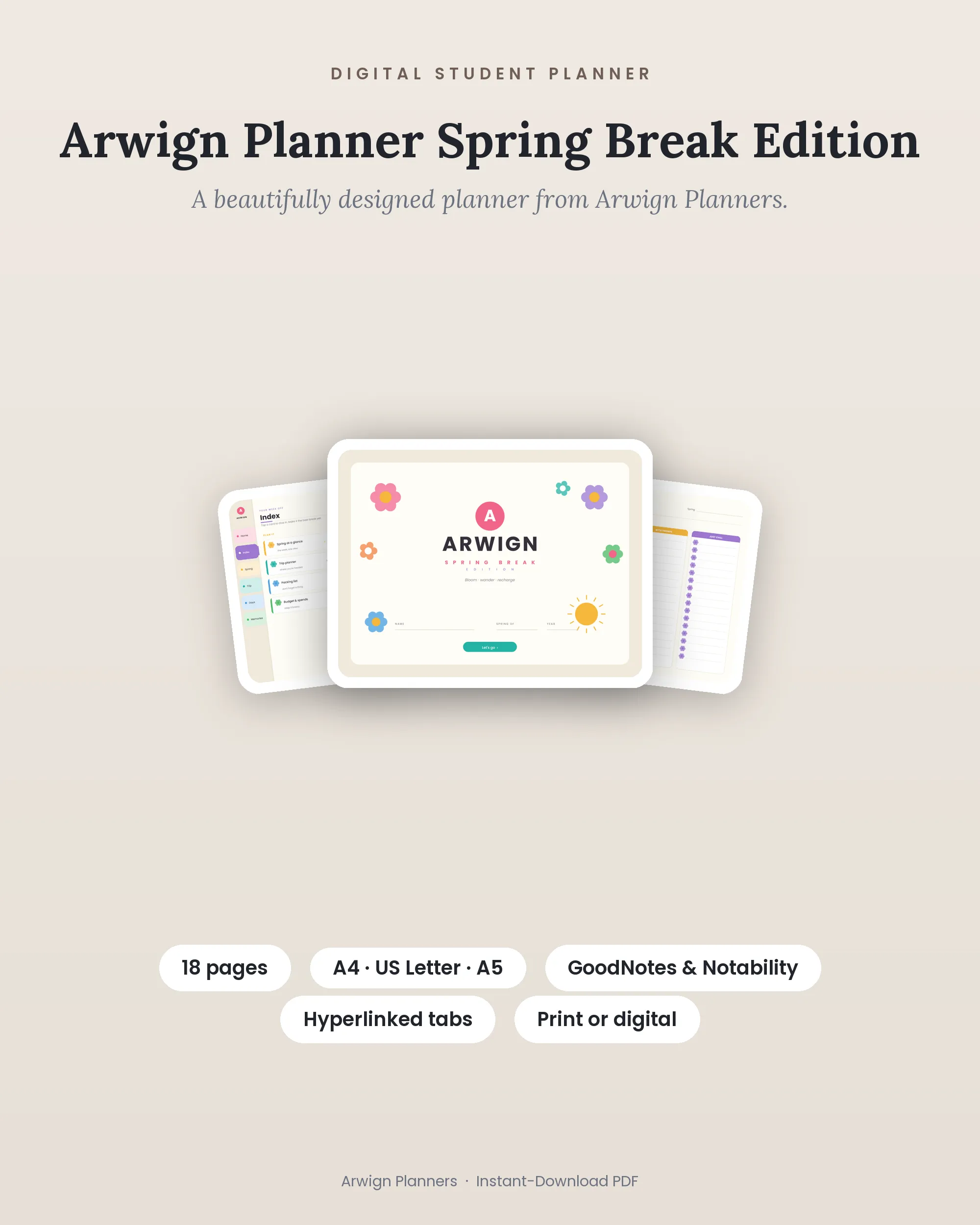 Arwign Planner Spring Break Edition cover