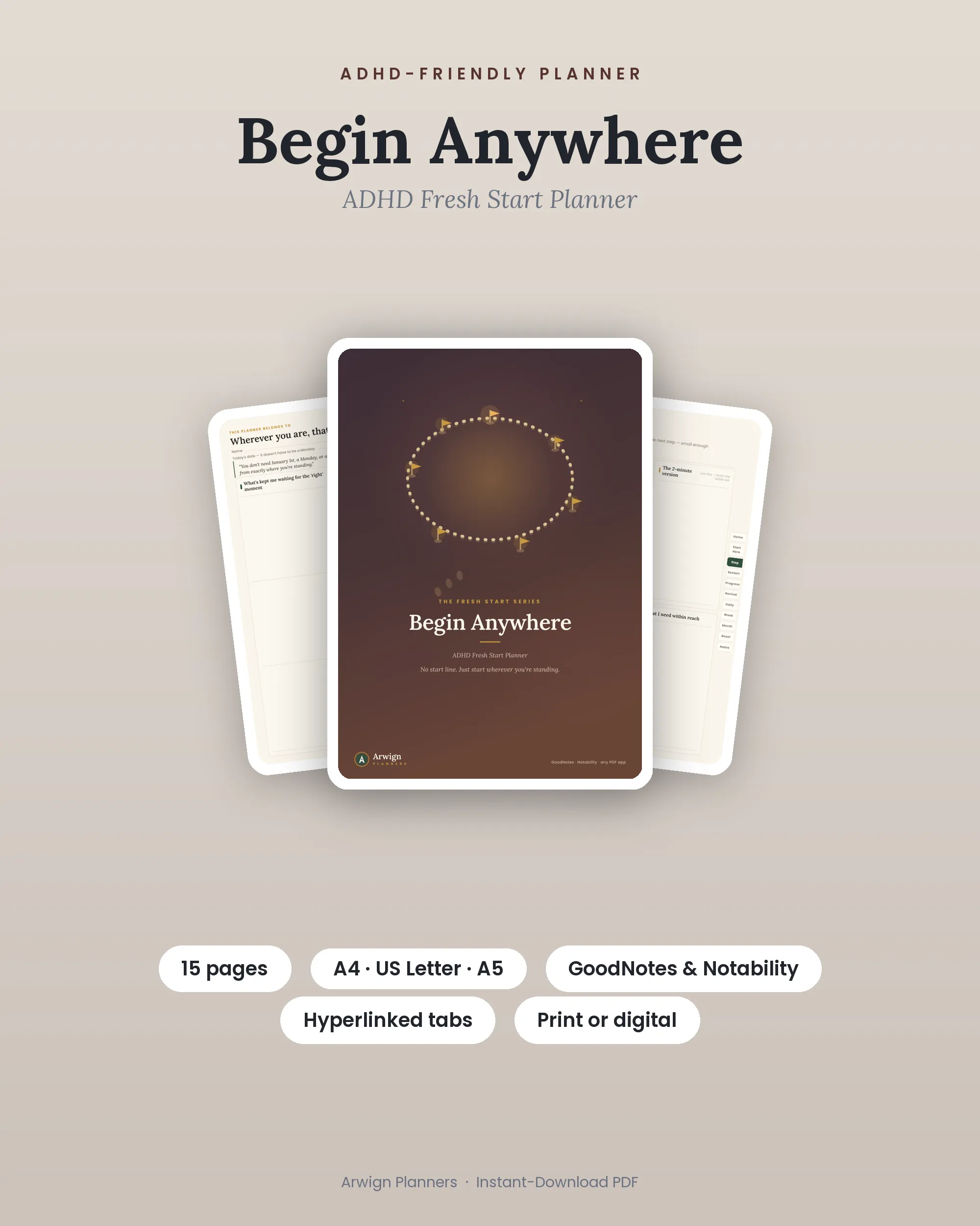 Begin Anywhere — ADHD Fresh Start Planner cover