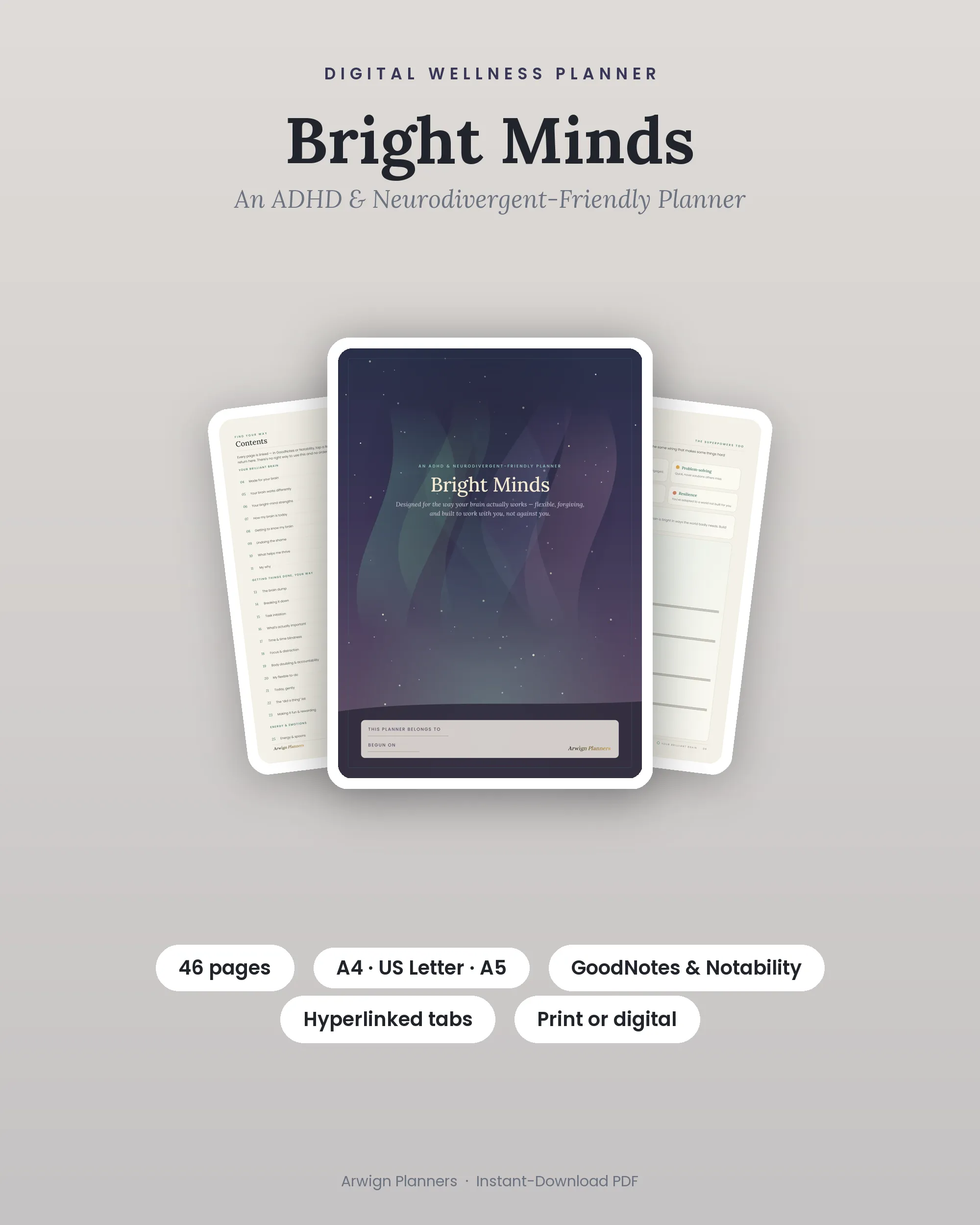 Bright Minds — An ADHD & Neurodivergent-Friendly Planner cover