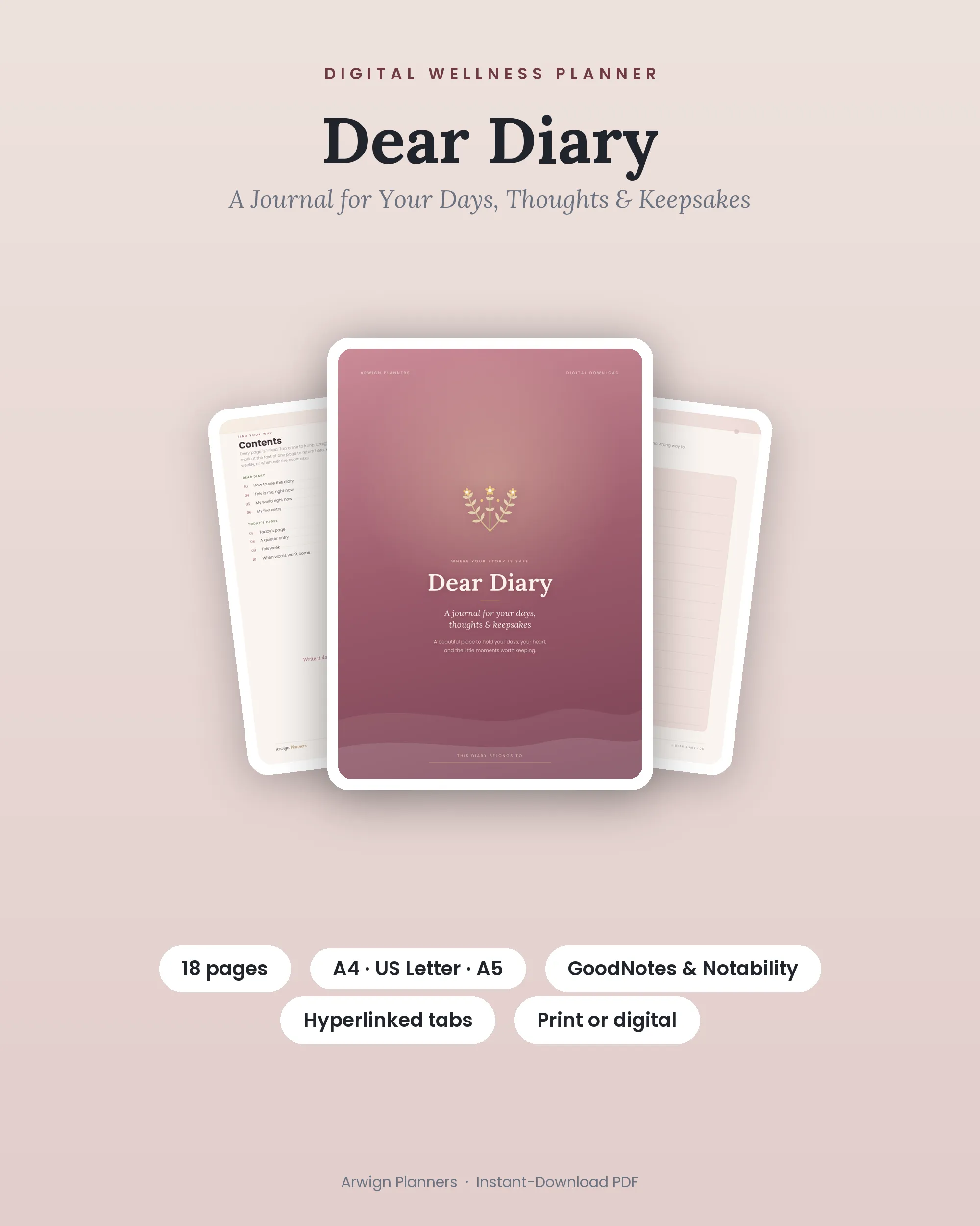 Dear Diary — A Journal for Your Days, Thoughts & Keepsakes cover