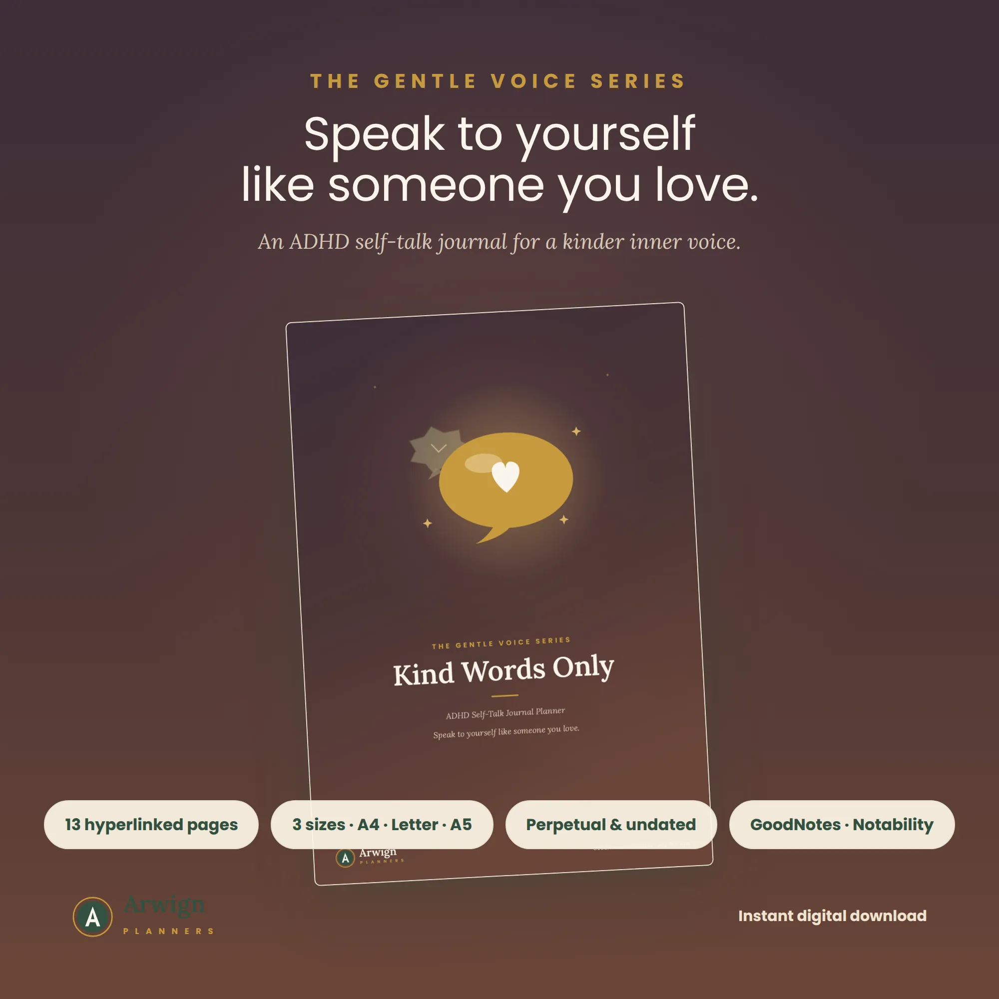 Kind Words Only — ADHD Self-Talk Journal Planner — image 2