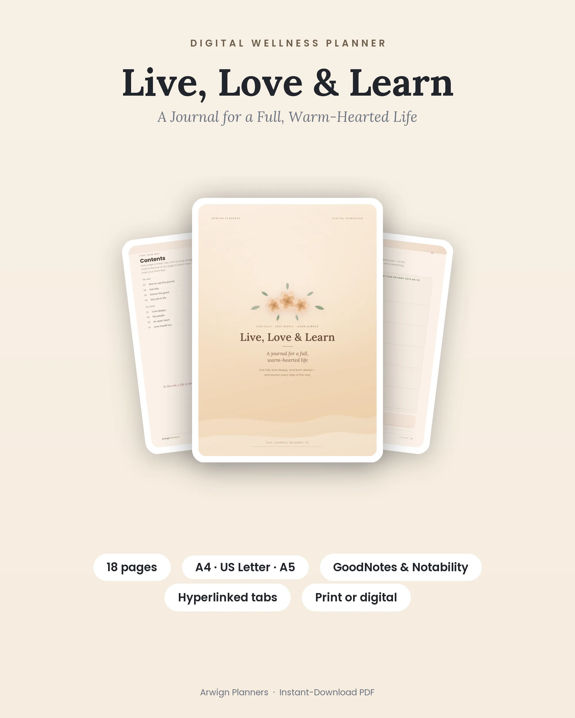 Live, Love & Learn — A Journal for a Full, Warm-Hearted Life cover