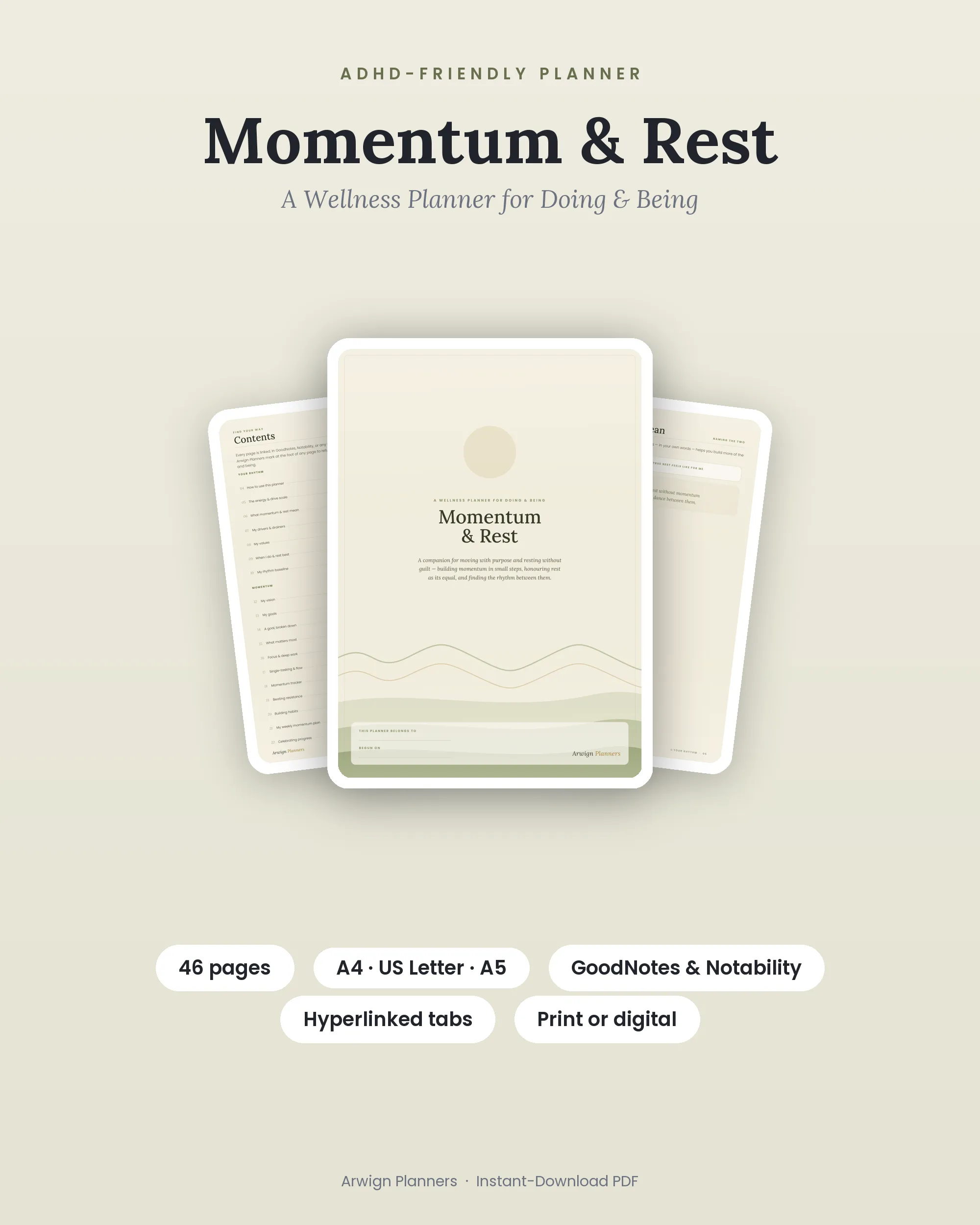 Momentum & Rest — A Wellness Planner for Doing & Being cover