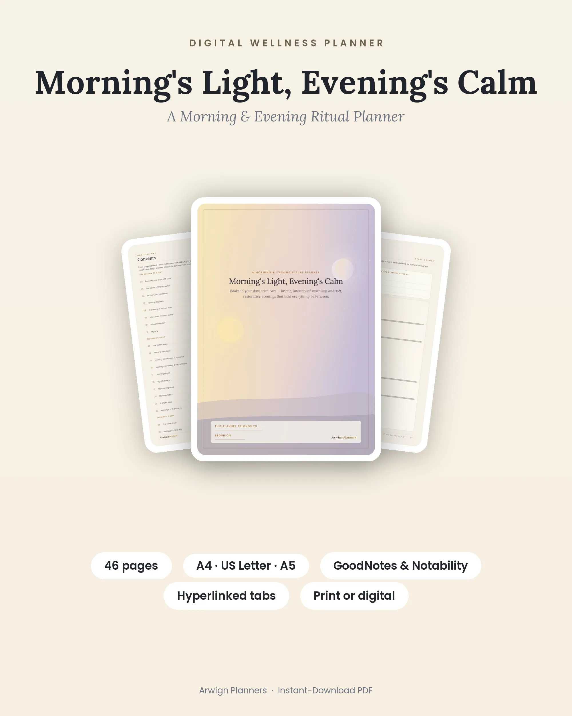 Morning's Light, Evening's Calm — A Morning & Evening Ritual Planner cover