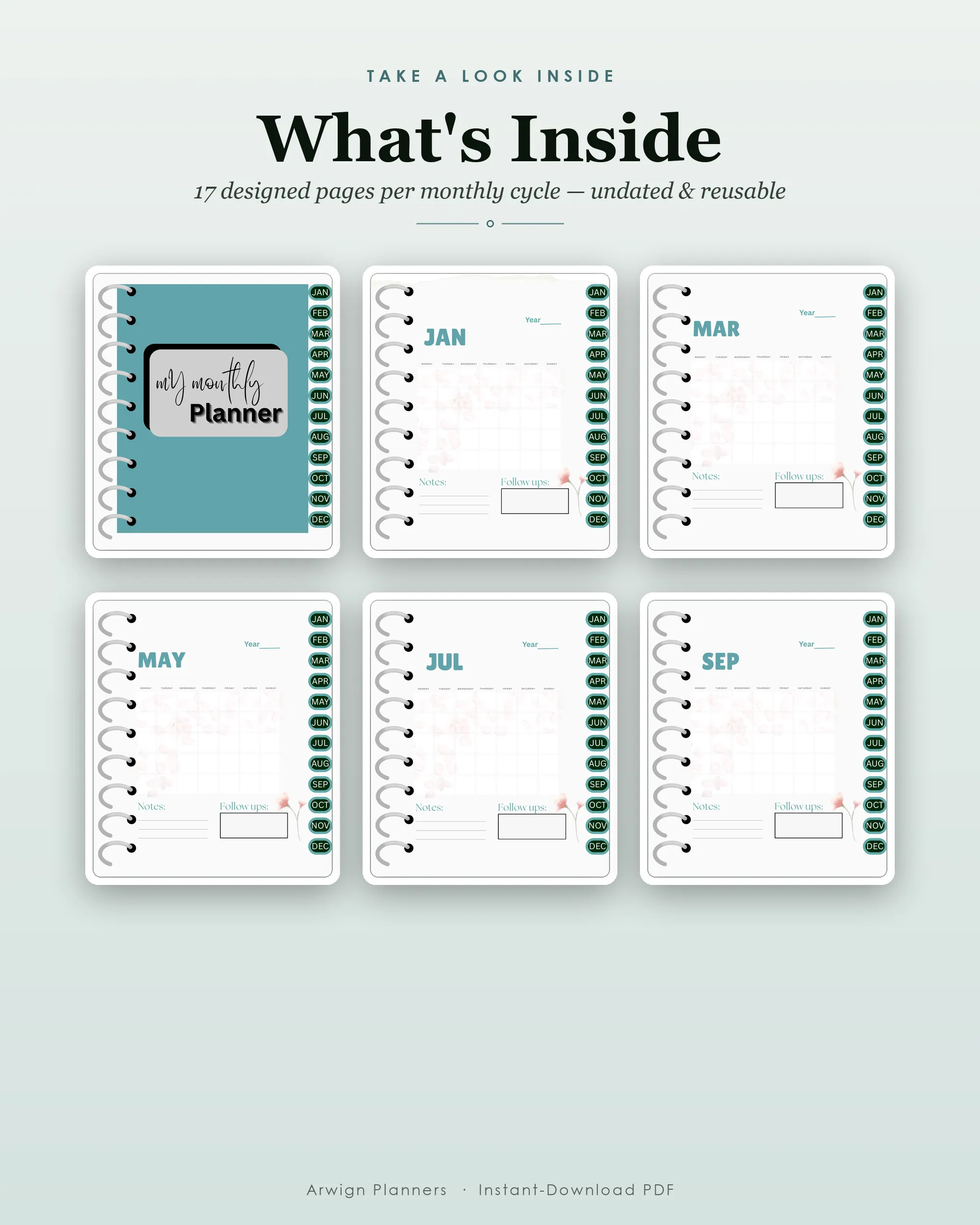 My Monthly Planner — Teal Spiral — image 2