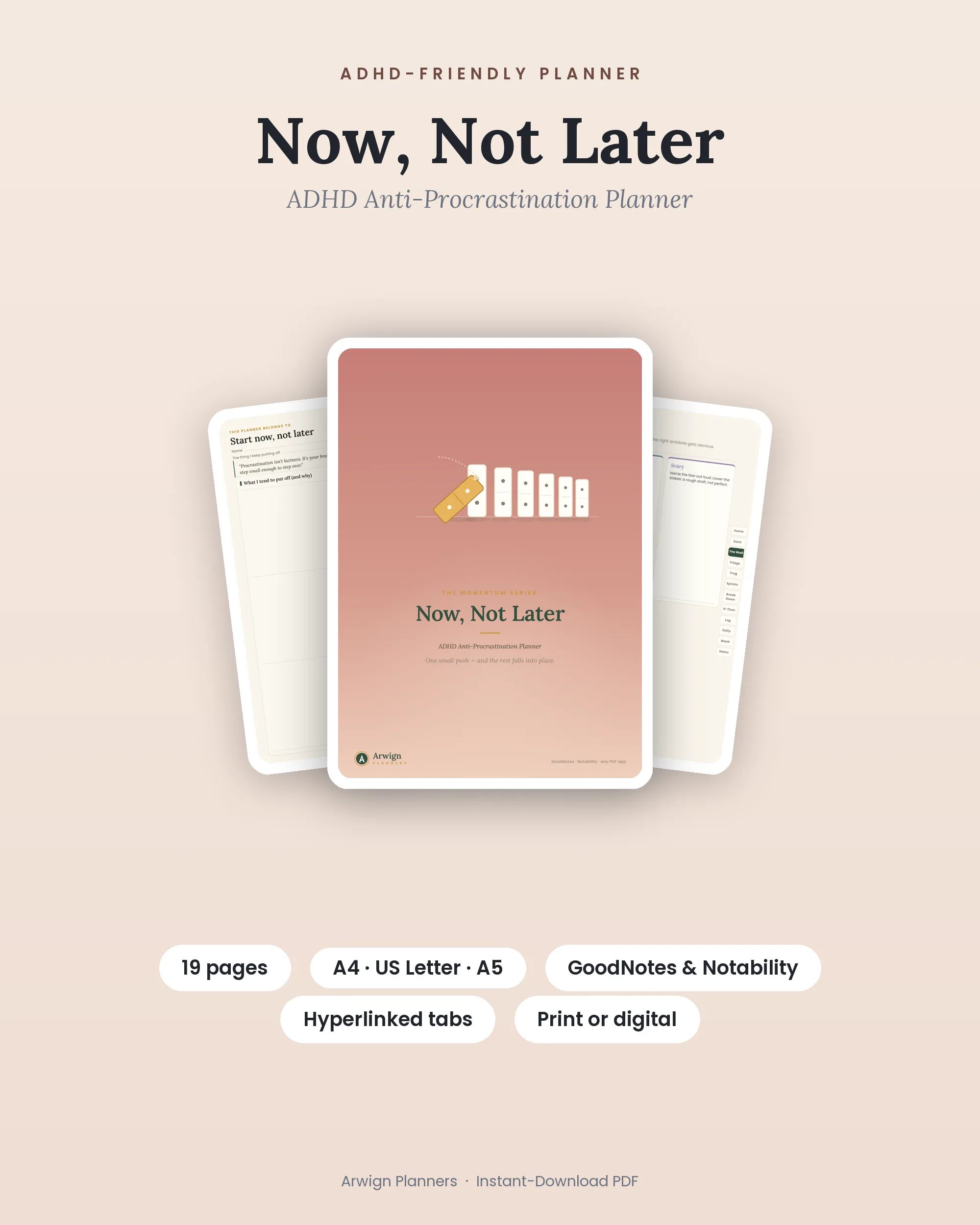 Now, Not Later — ADHD Anti-Procrastination Planner cover