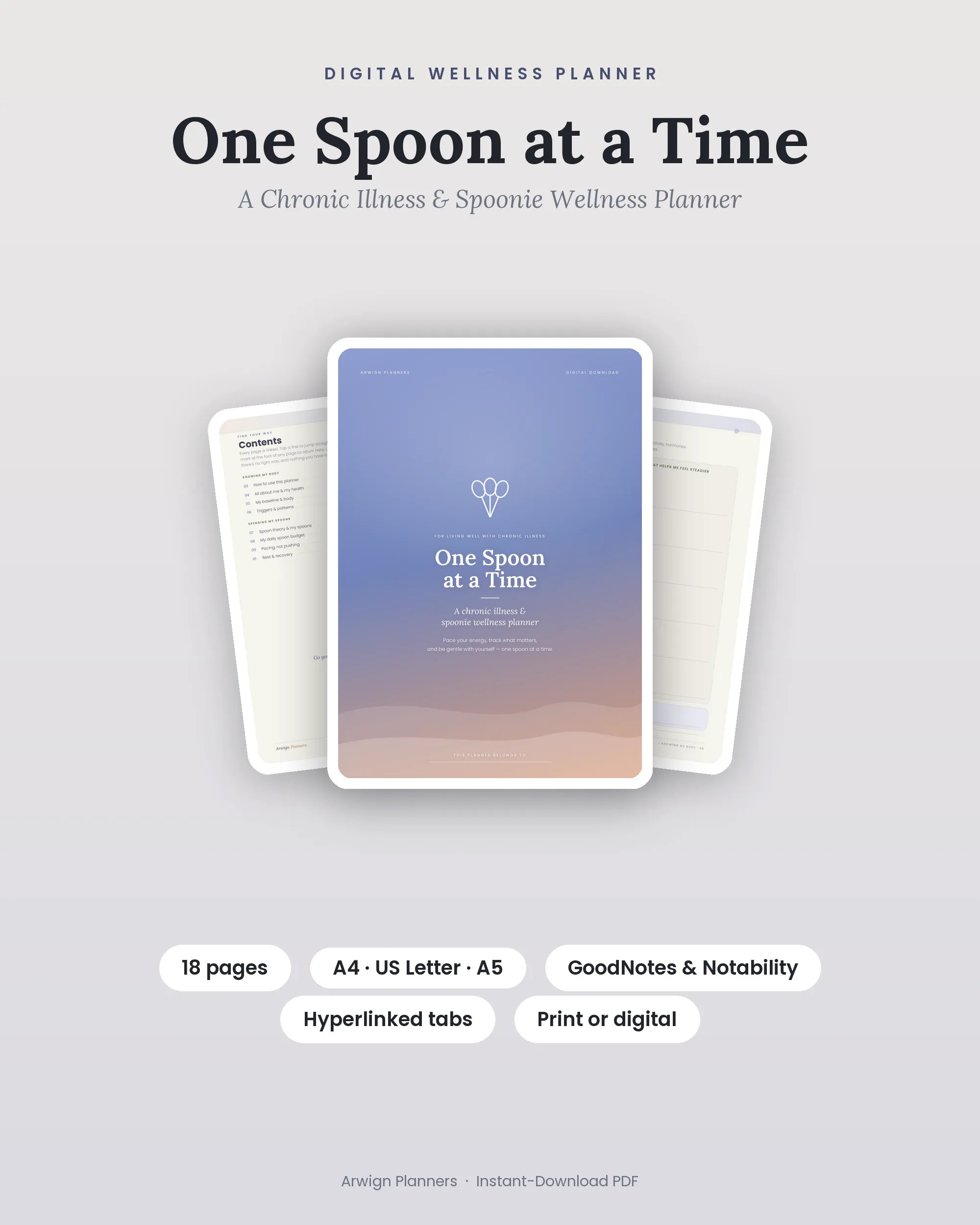 One Spoon at a Time — A Chronic Illness & Spoonie Wellness Planner cover