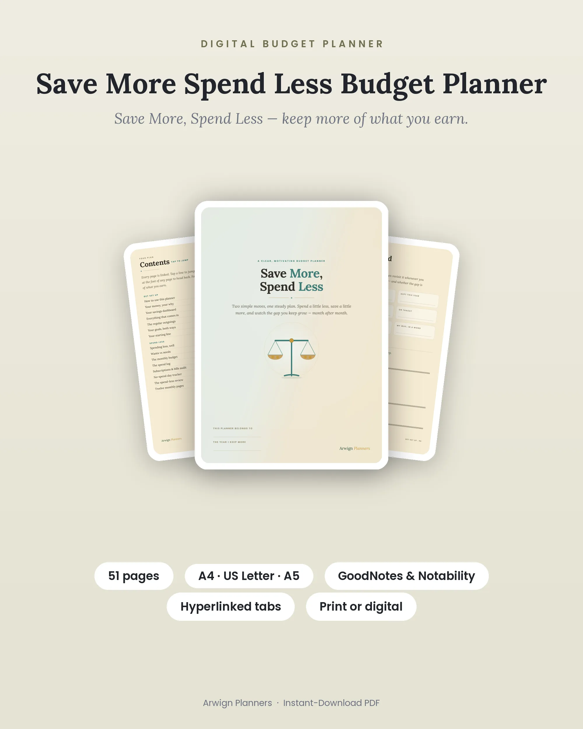 Save More Spend Less Budget Planner cover