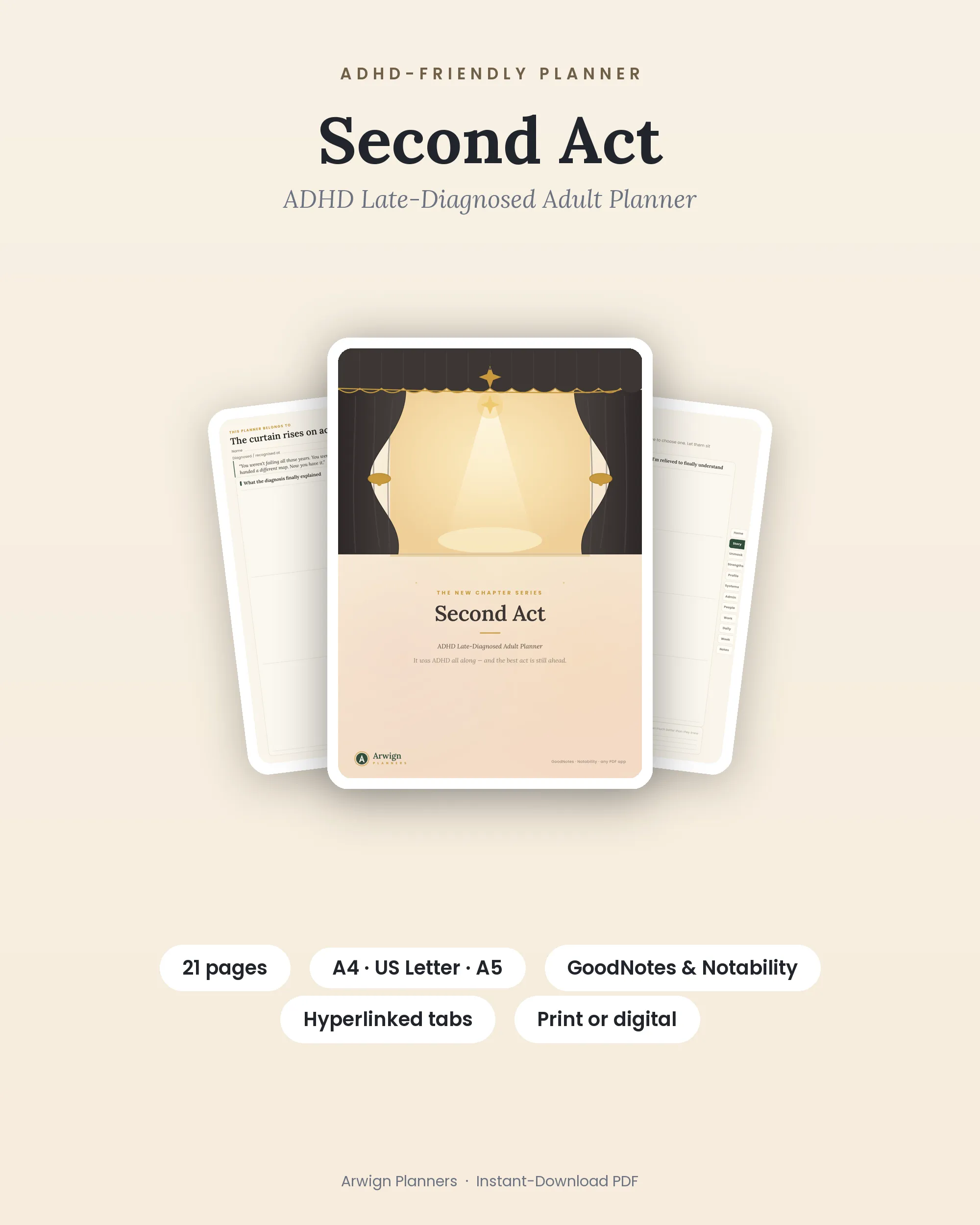 Second Act — ADHD Late-Diagnosed Adult Planner cover