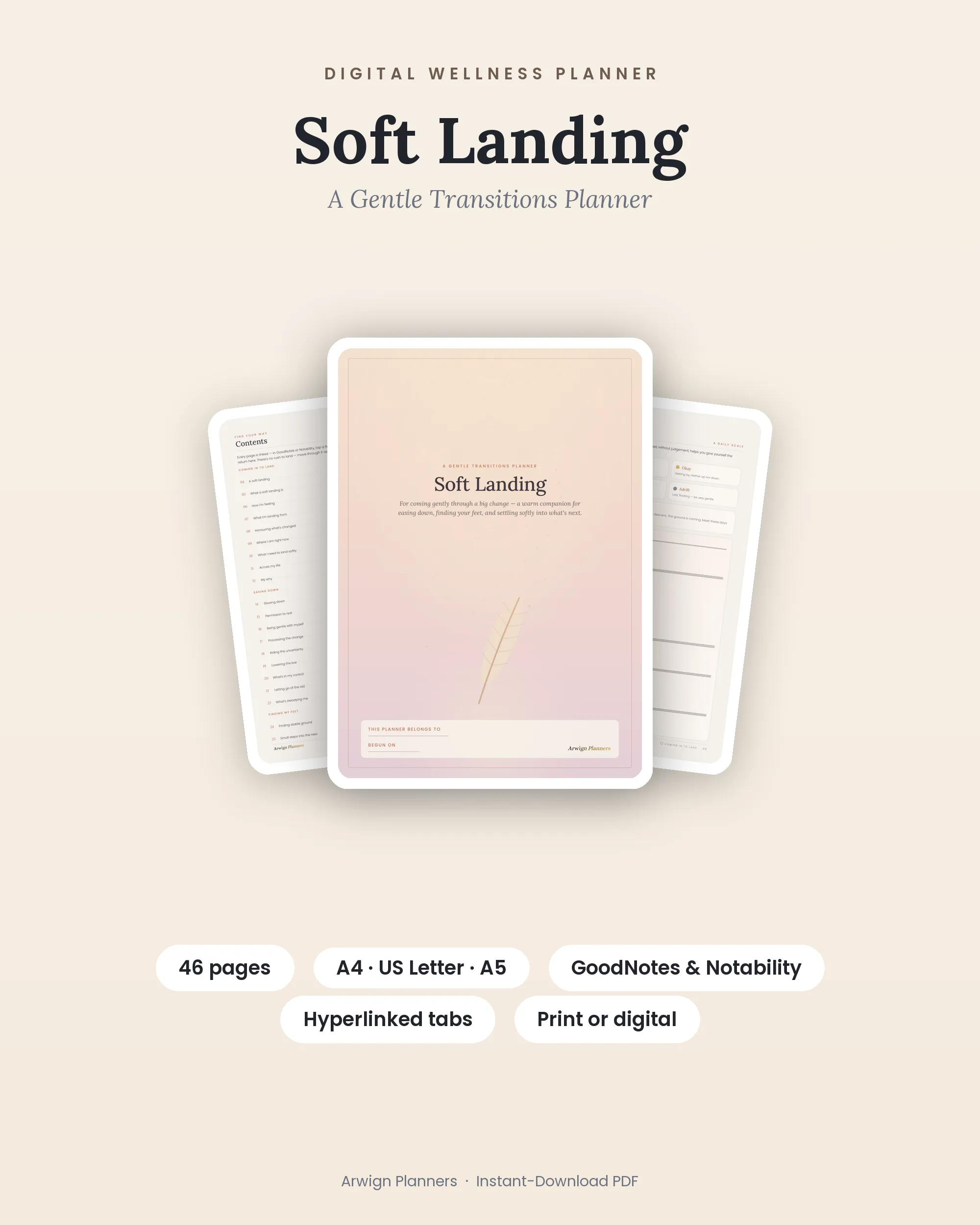 Soft Landing — A Gentle Transitions Planner cover