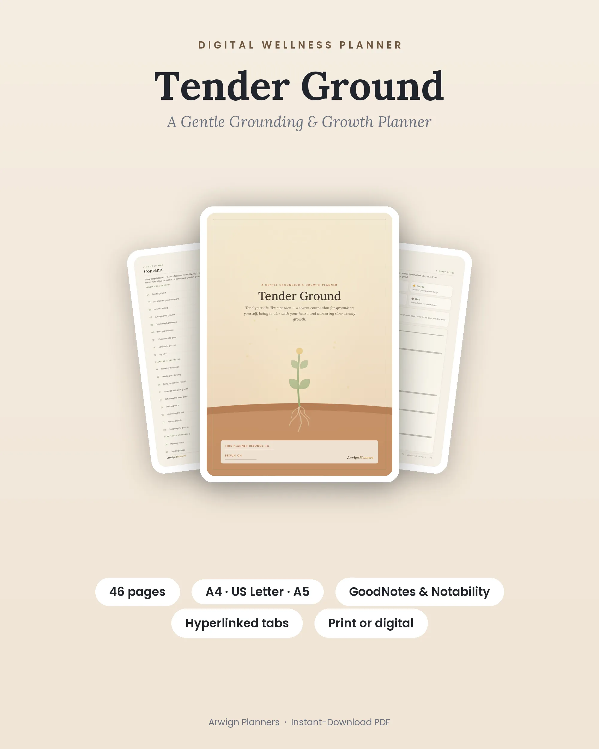 Tender Ground — A Gentle Grounding & Growth Planner