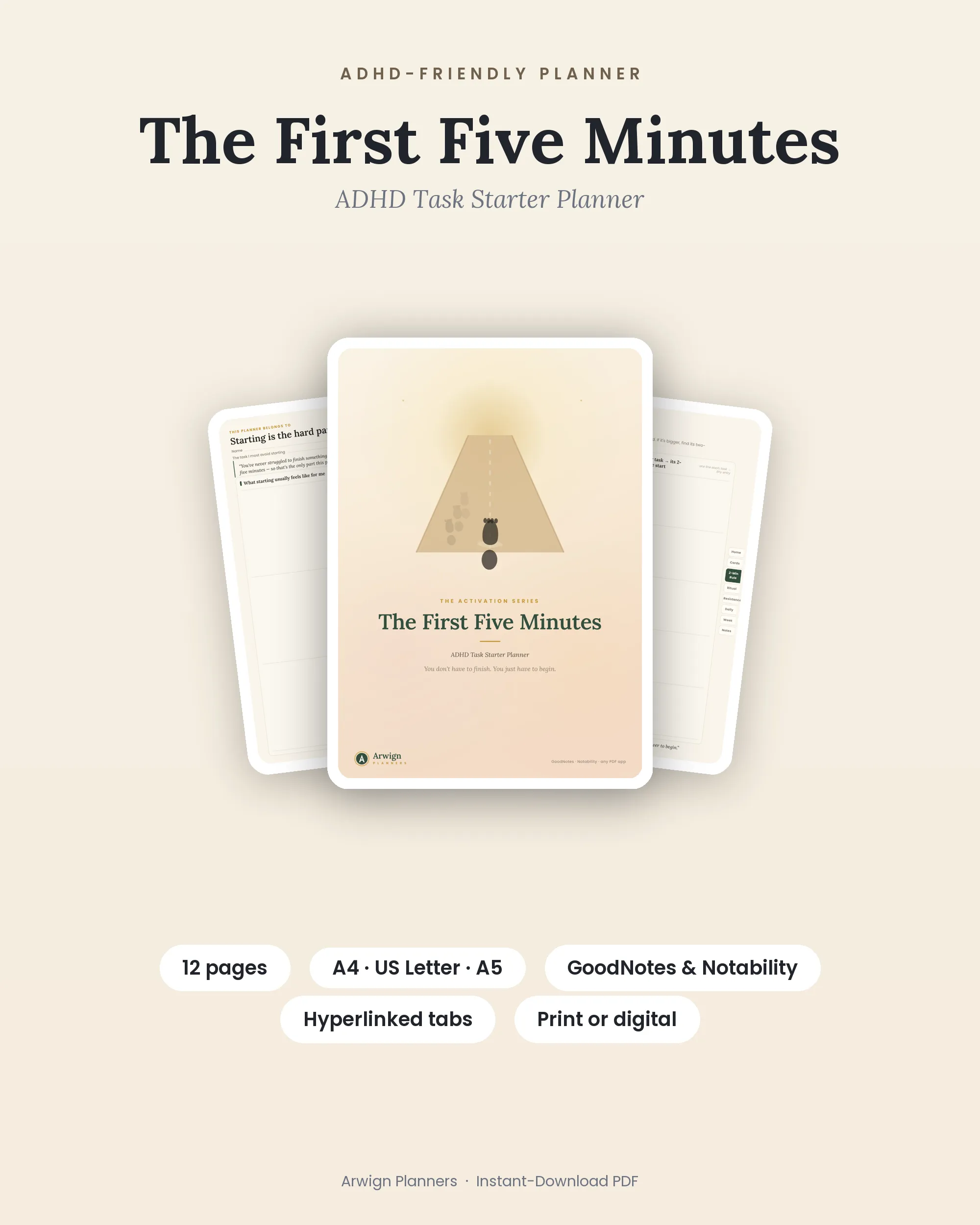 The First Five Minutes — ADHD Task Starter Planner cover