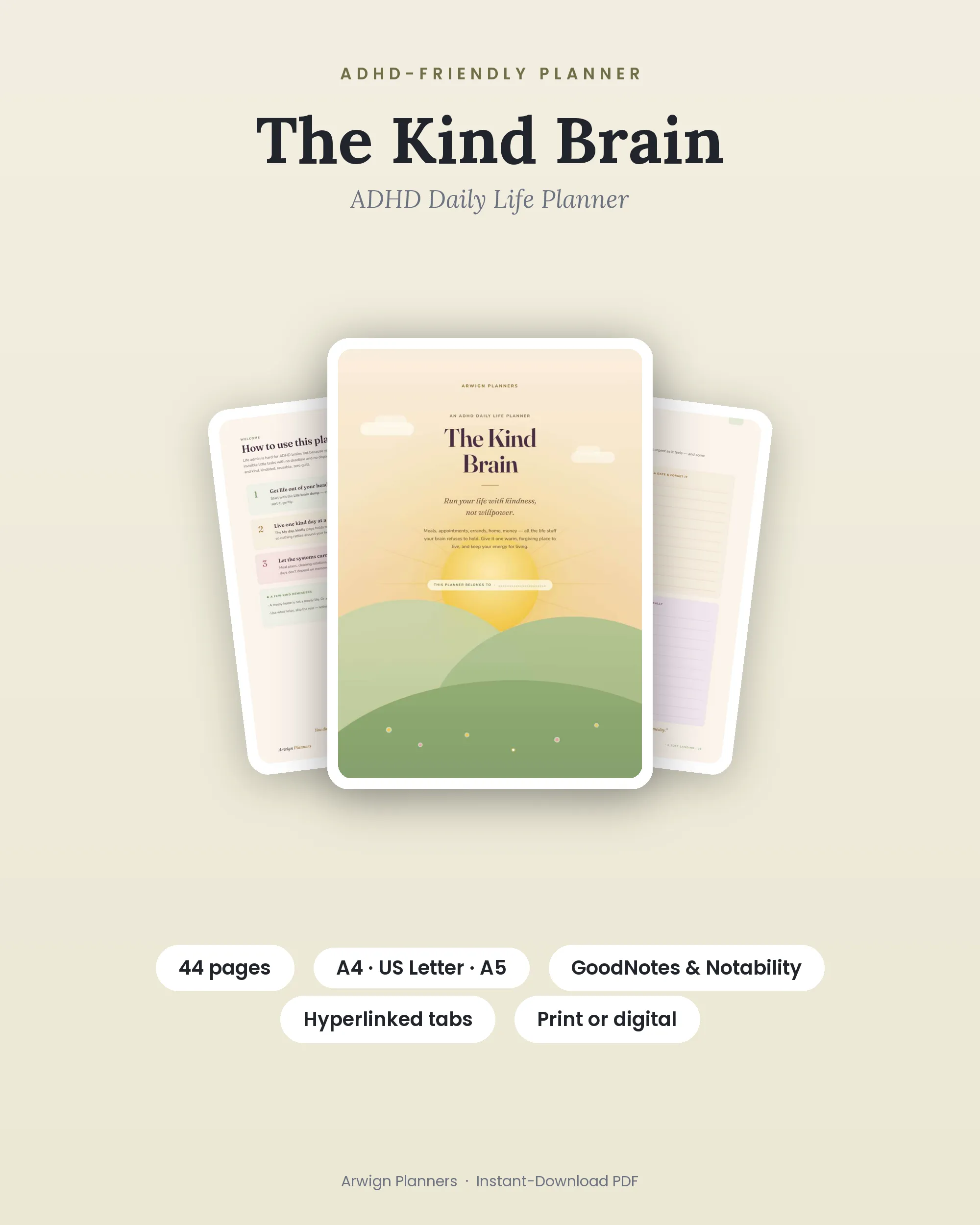 The Kind Brain — ADHD Daily Life Planner cover
