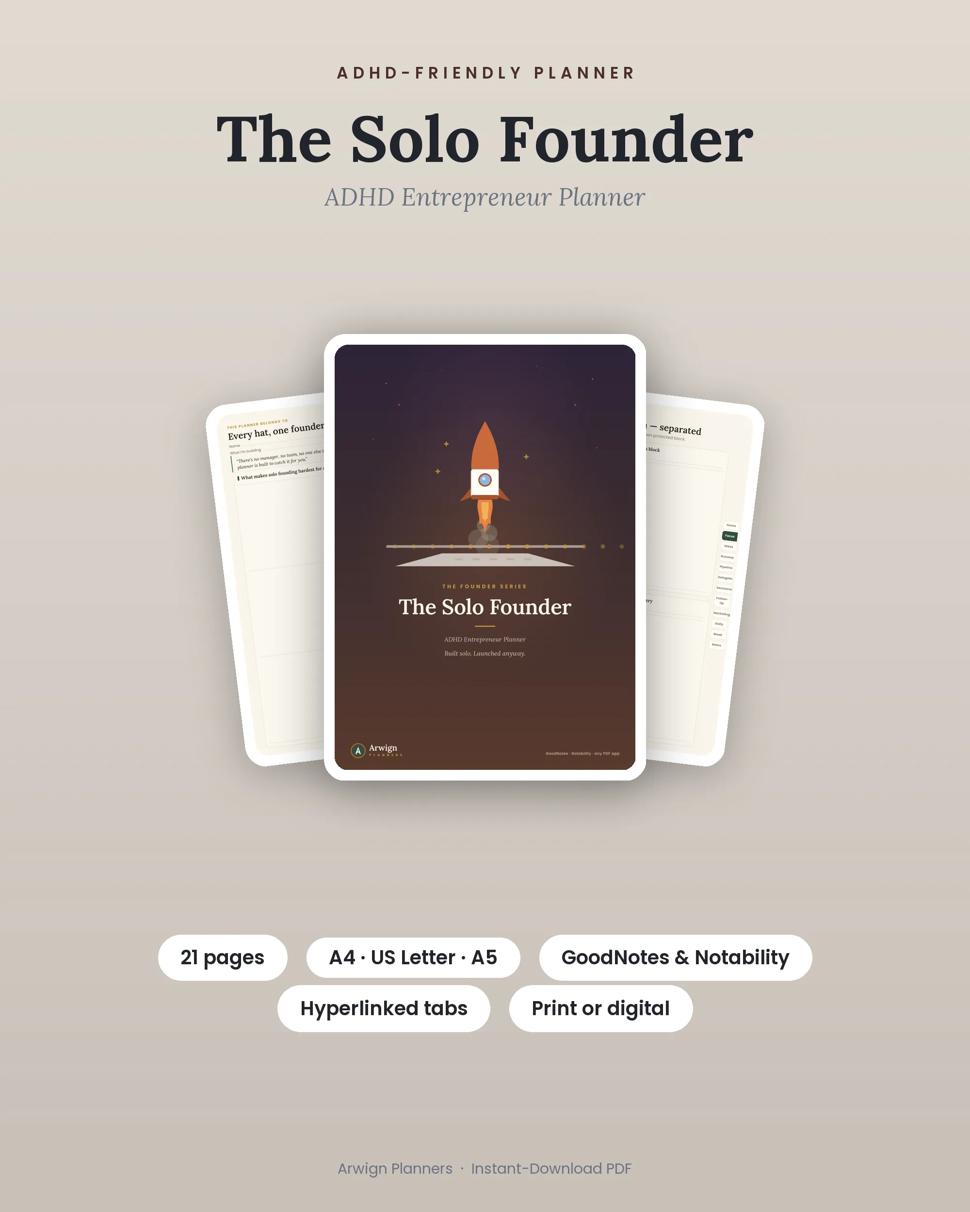 The Solo Founder — ADHD Entrepreneur Planner cover