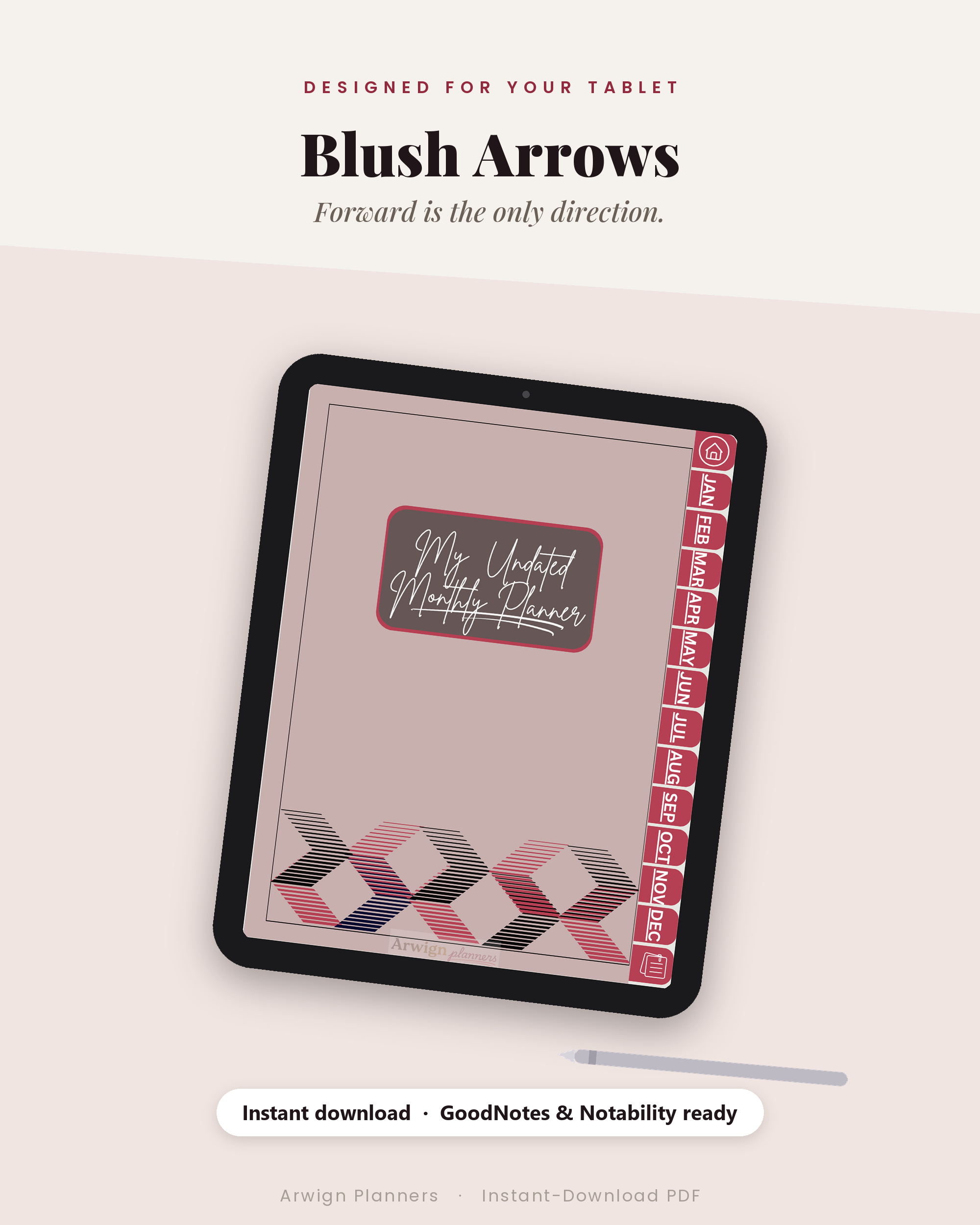 Undated Digital Monthly Planner — Blush Arrows Edition — image 4