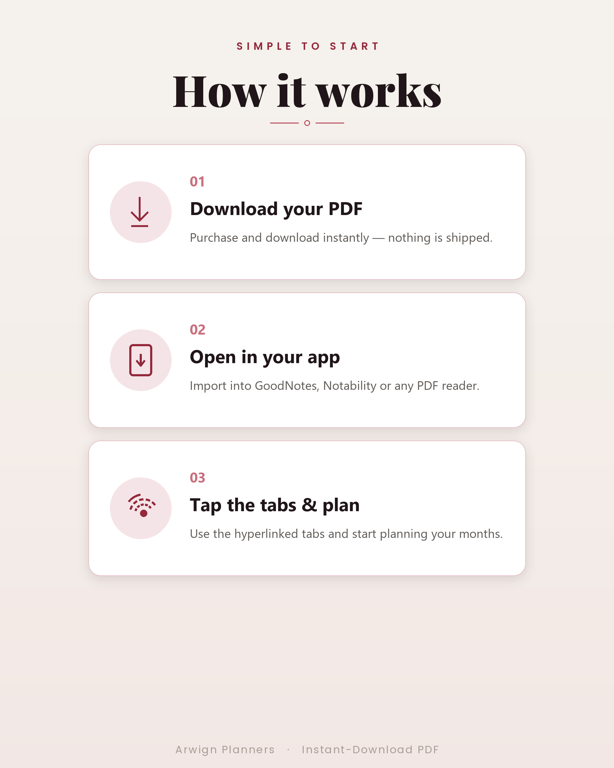 Undated Digital Monthly Planner — Blush Arrows Edition — image 6