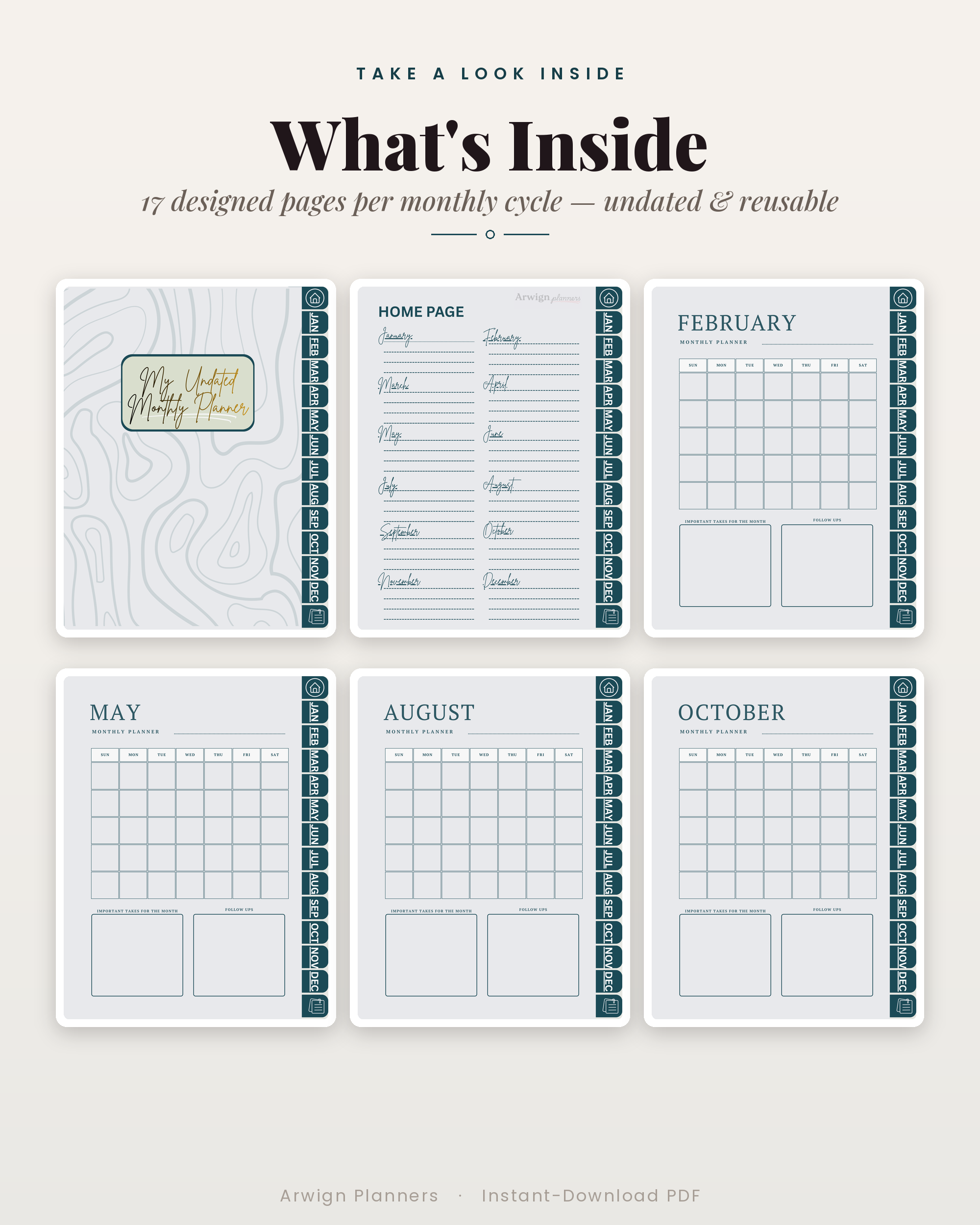 Undated Digital Monthly Planner — Contour Frost Edition — image 2