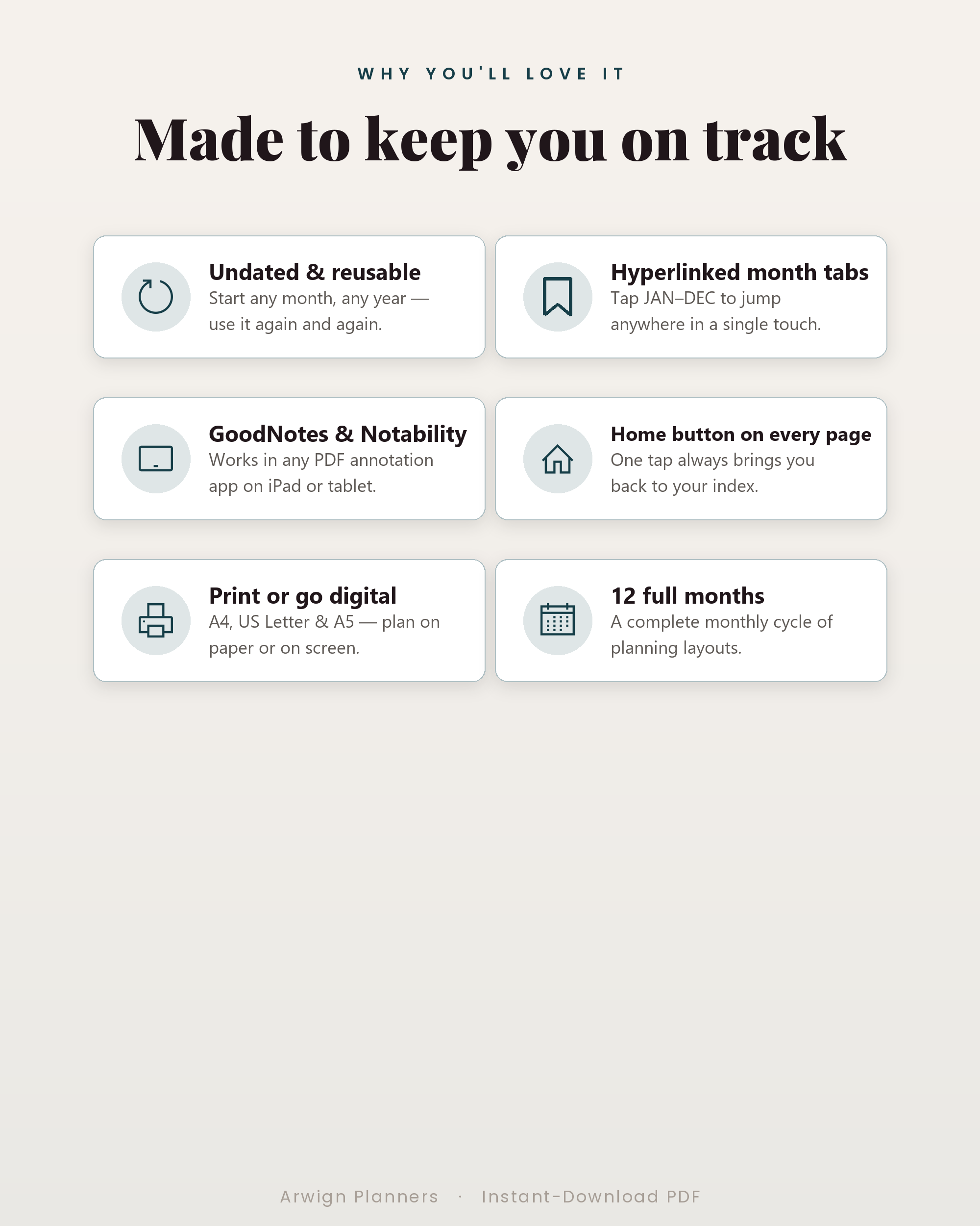 Undated Digital Monthly Planner — Contour Frost Edition — image 3