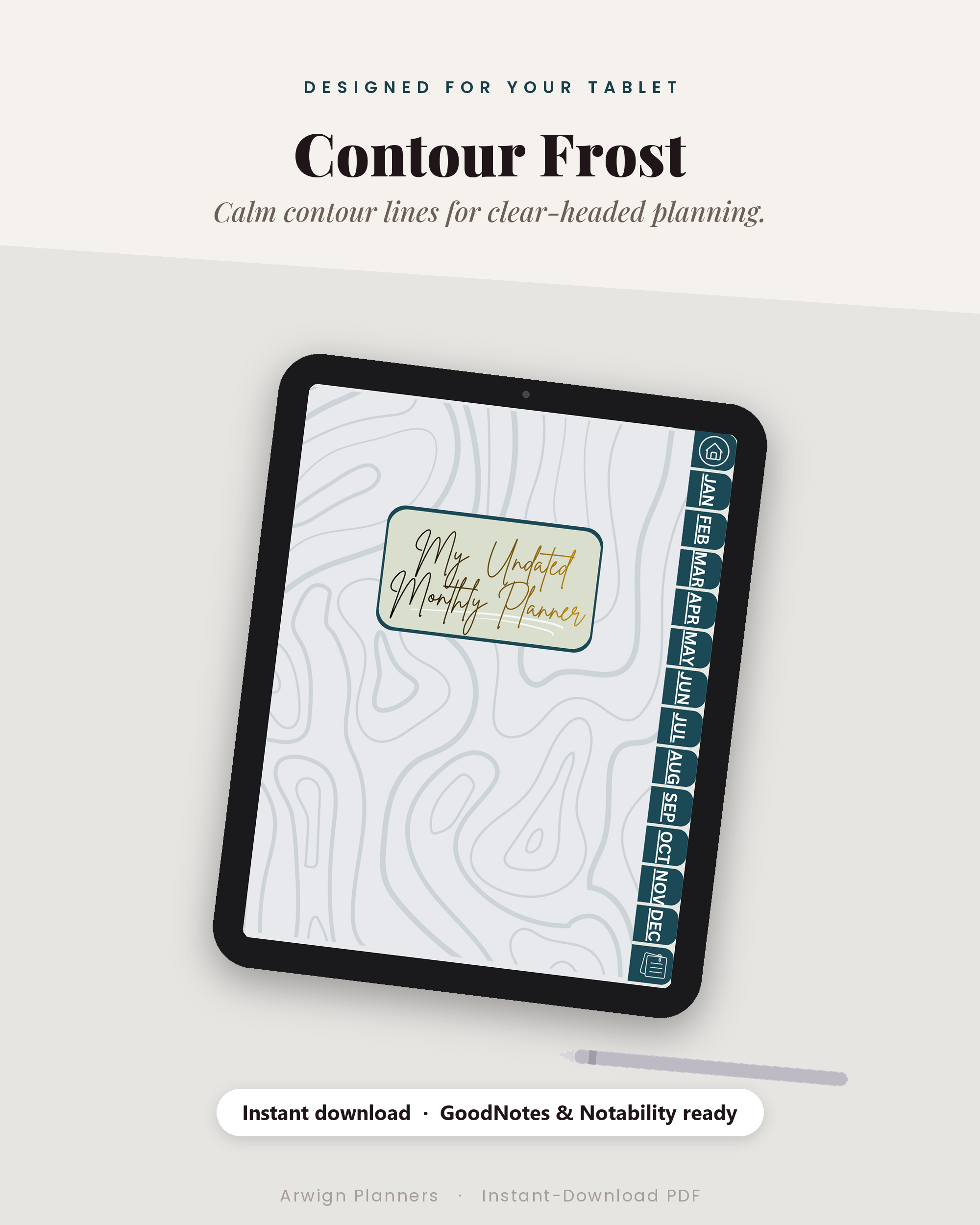 Undated Digital Monthly Planner — Contour Frost Edition — image 4