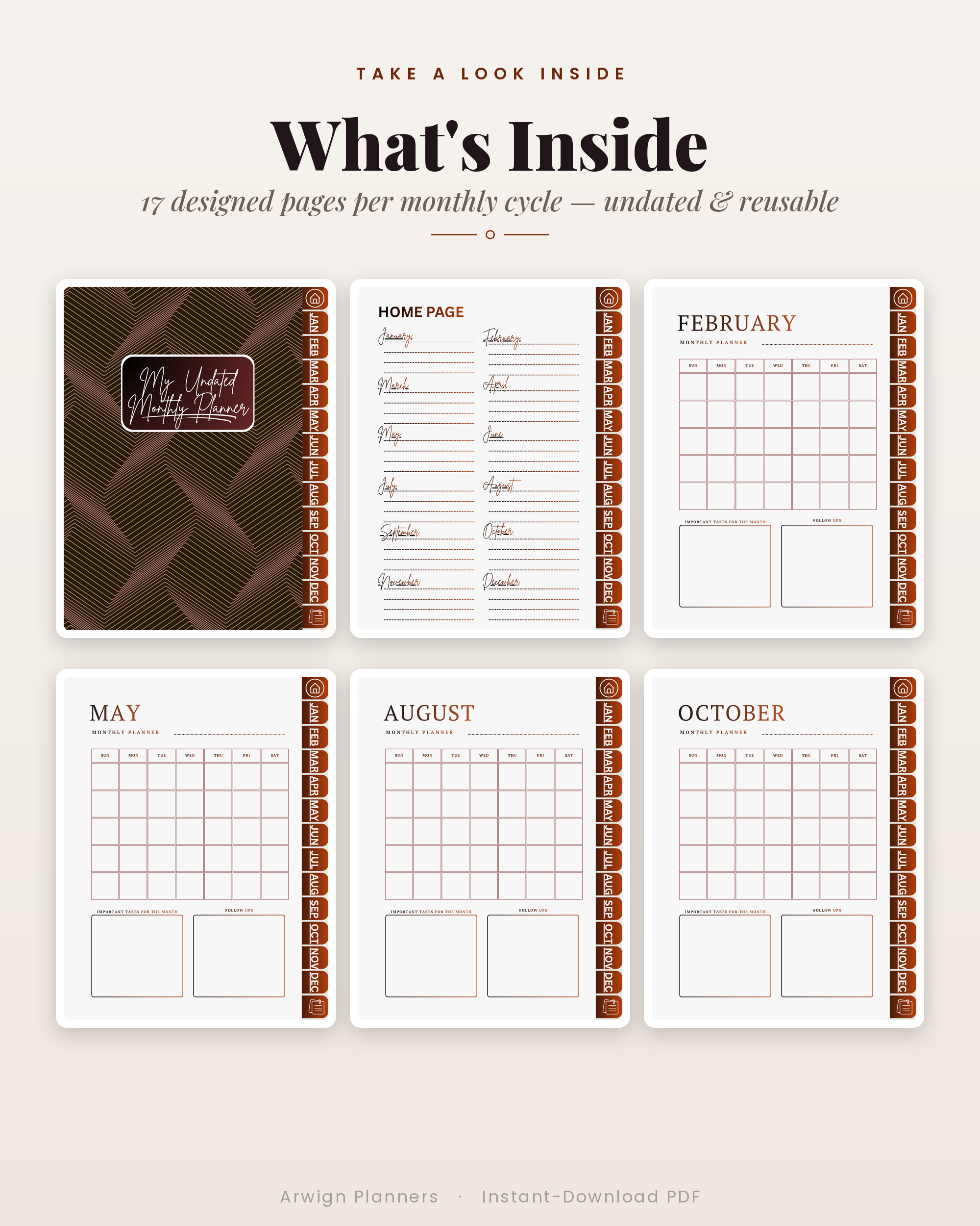 Undated Digital Monthly Planner — Copper Weave Edition — image 2