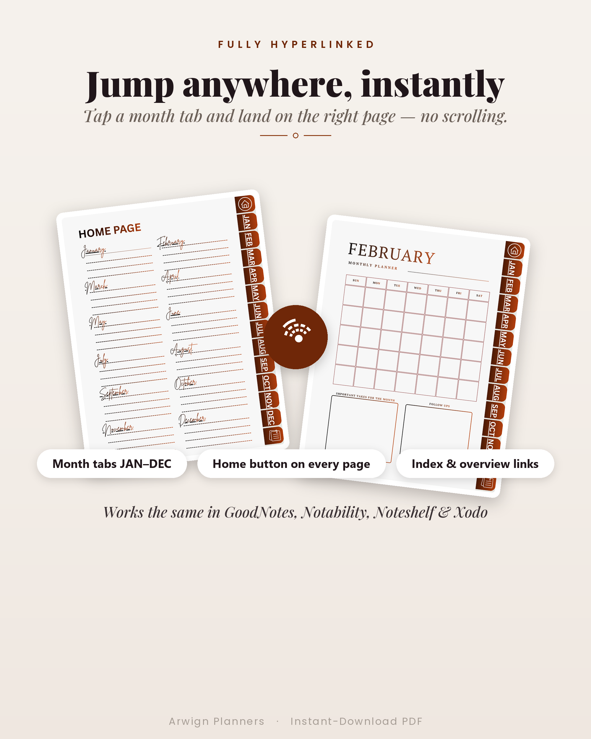 Undated Digital Monthly Planner — Copper Weave Edition — image 5