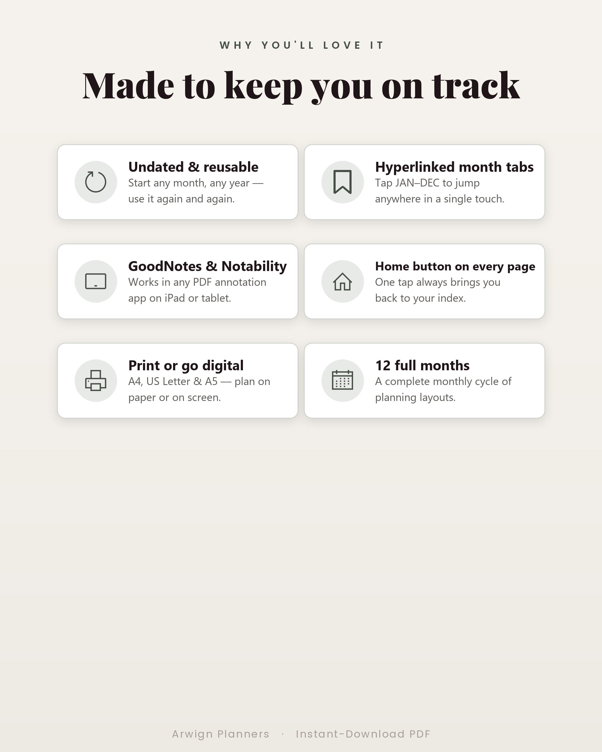 Undated Digital Monthly Planner — Flutter Meadow Edition — image 3