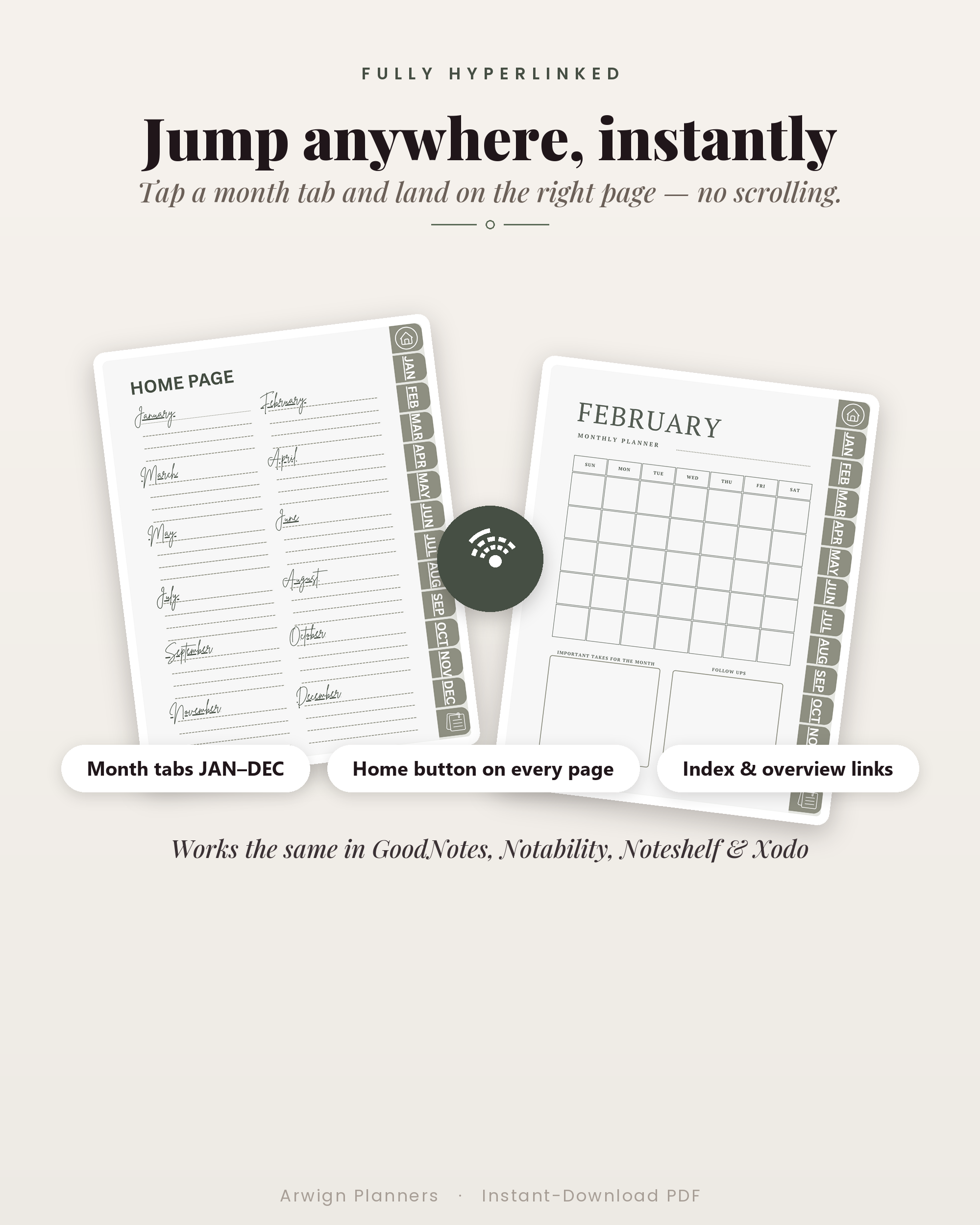 Undated Digital Monthly Planner — Flutter Meadow Edition — image 5