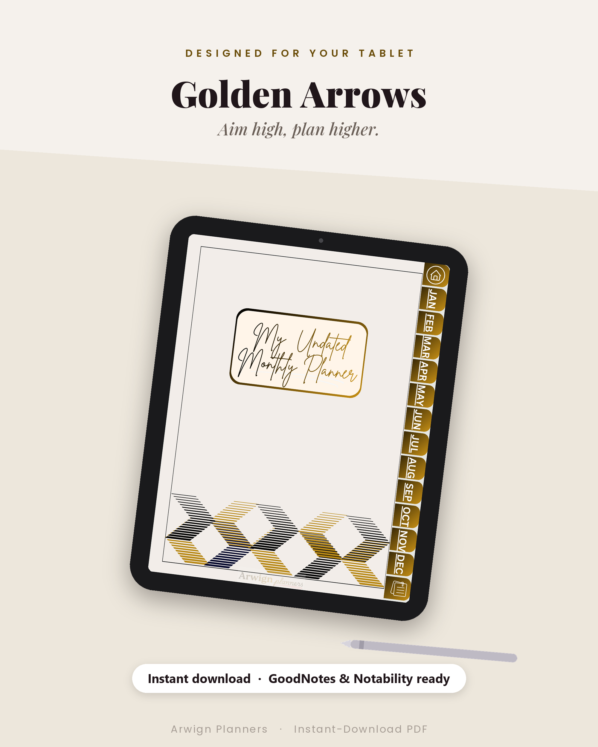 Undated Digital Monthly Planner — Golden Arrows Edition — image 4