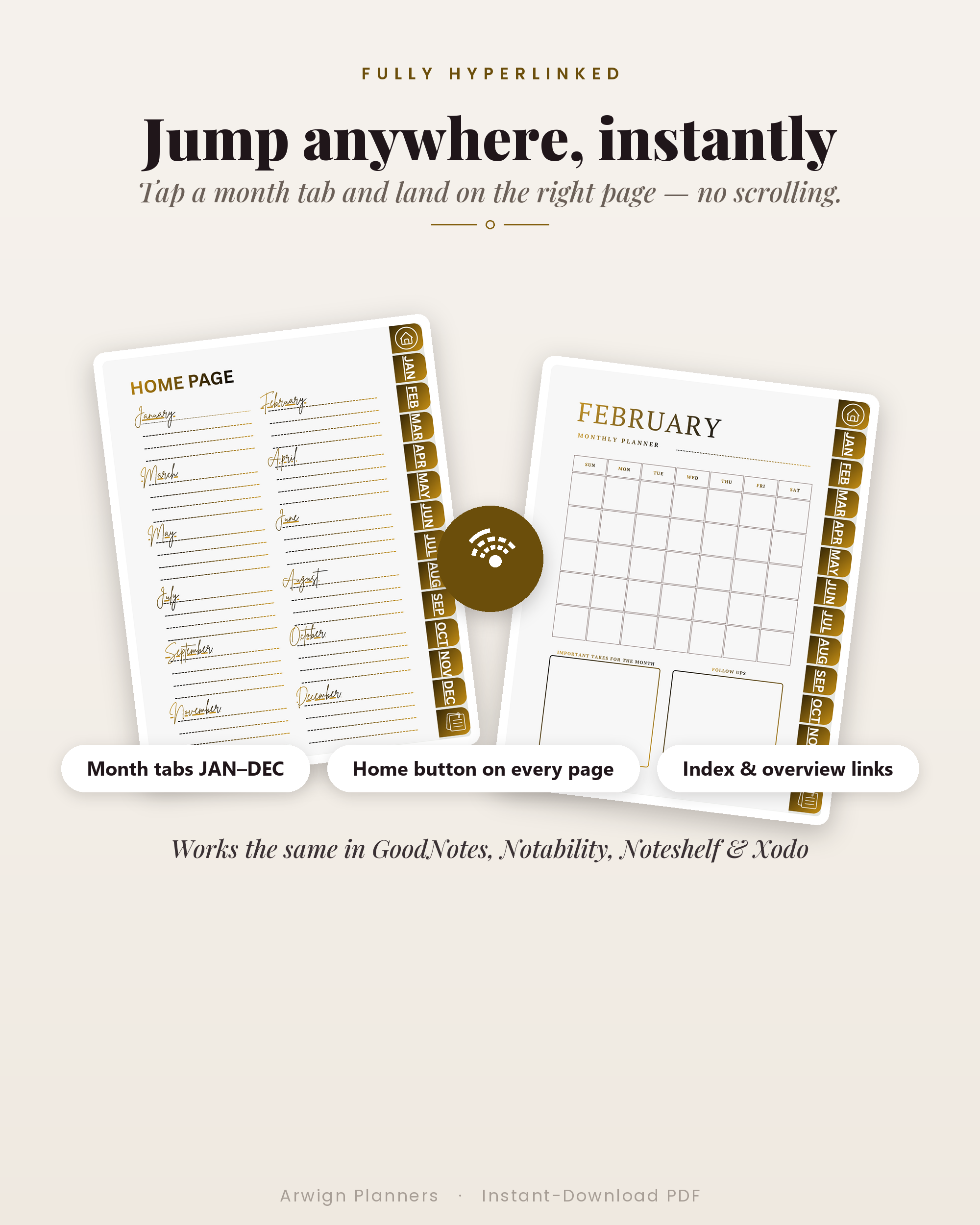 Undated Digital Monthly Planner — Golden Arrows Edition — image 5