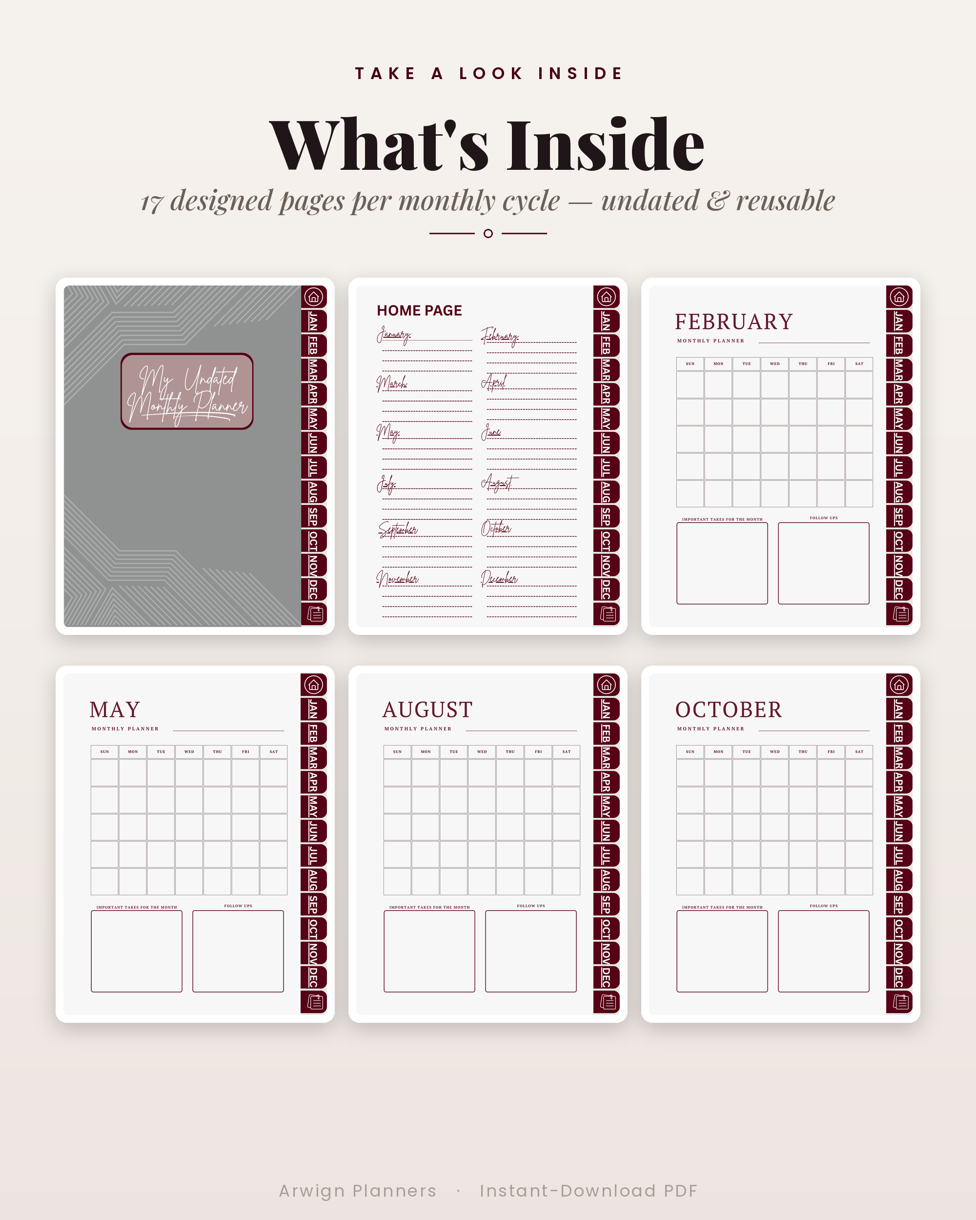 Undated Digital Monthly Planner — Graphite Trace Edition — image 2