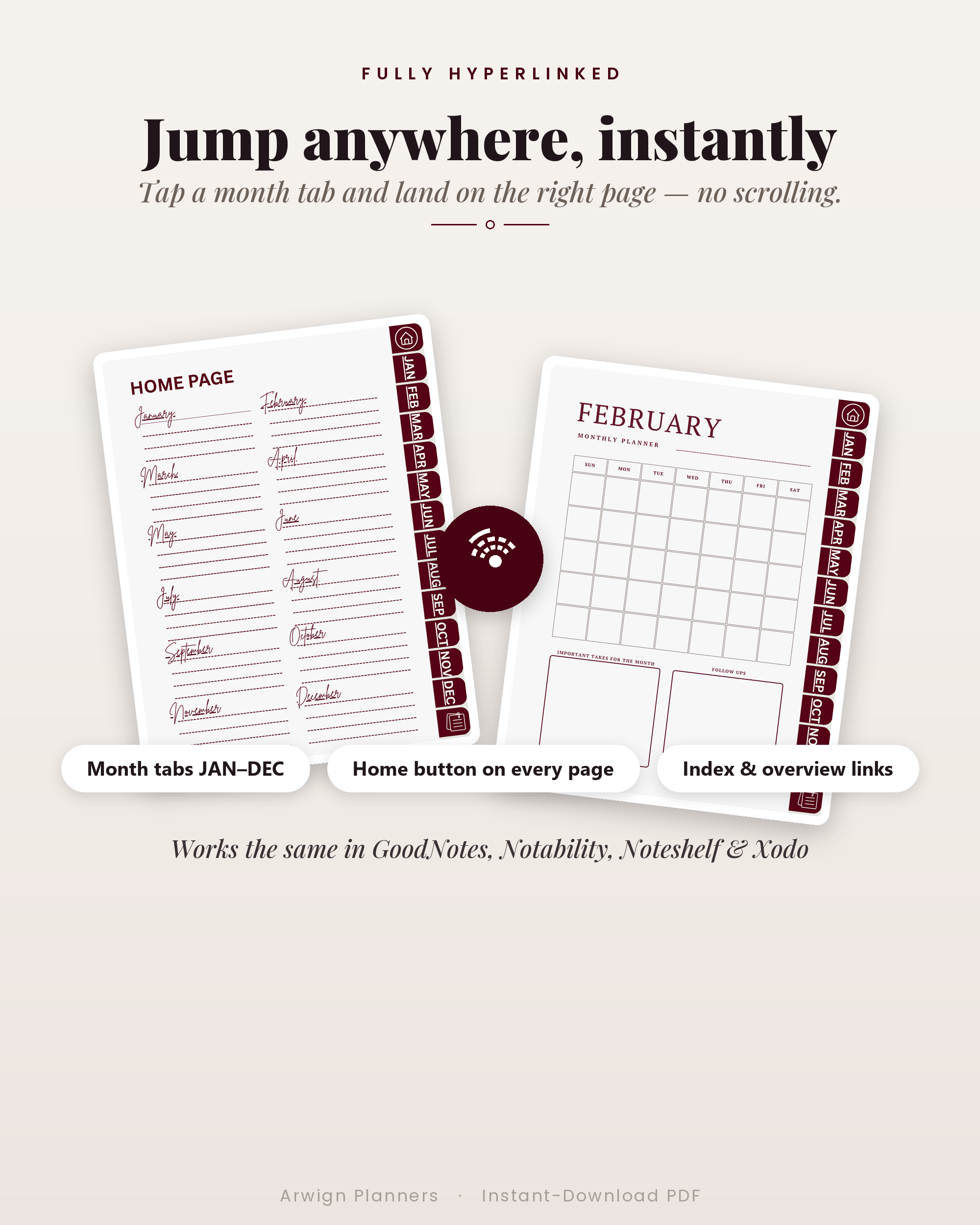 Undated Digital Monthly Planner — Graphite Trace Edition — image 5