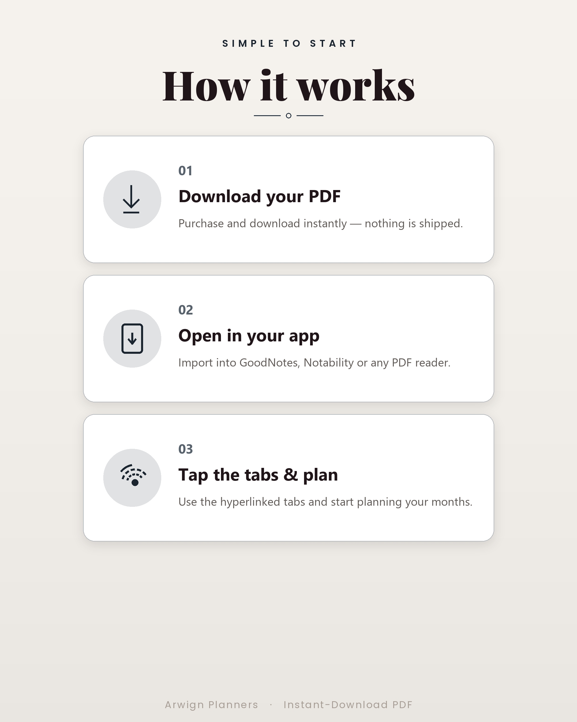Undated Digital Monthly Planner — Ink Herringbone Edition — image 6