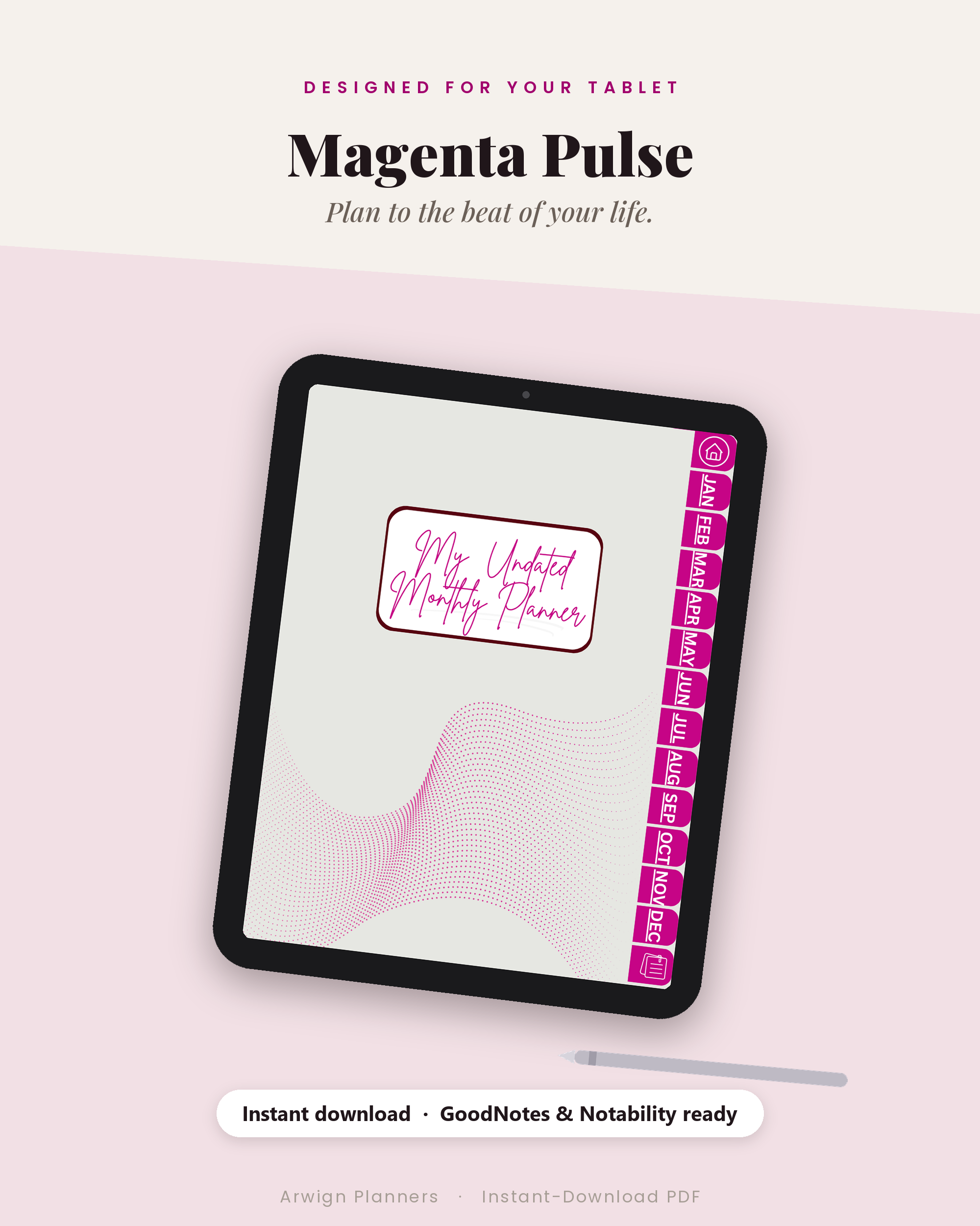 Undated Digital Monthly Planner — Magenta Pulse Edition — image 4