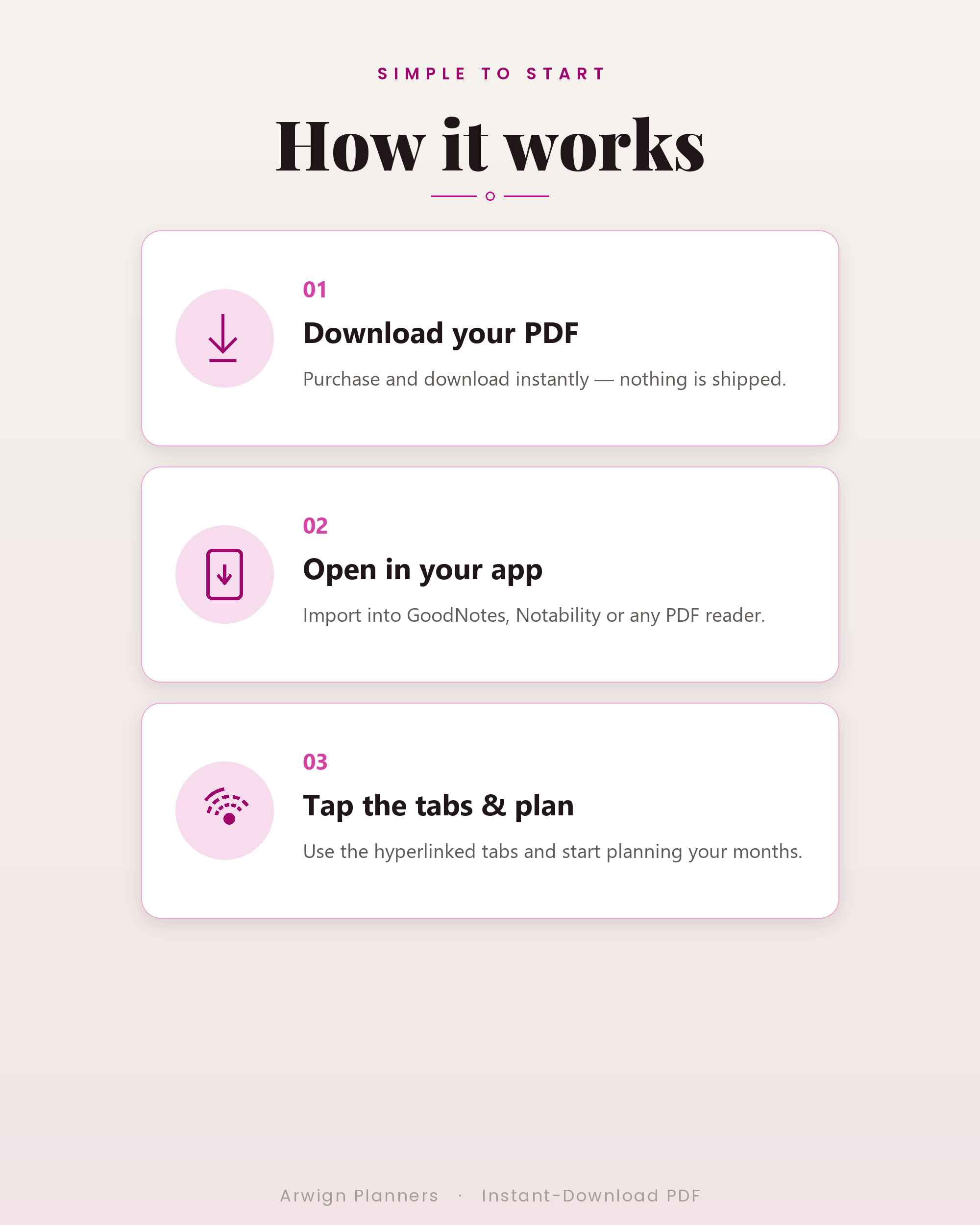 Undated Digital Monthly Planner — Magenta Pulse Edition — image 6