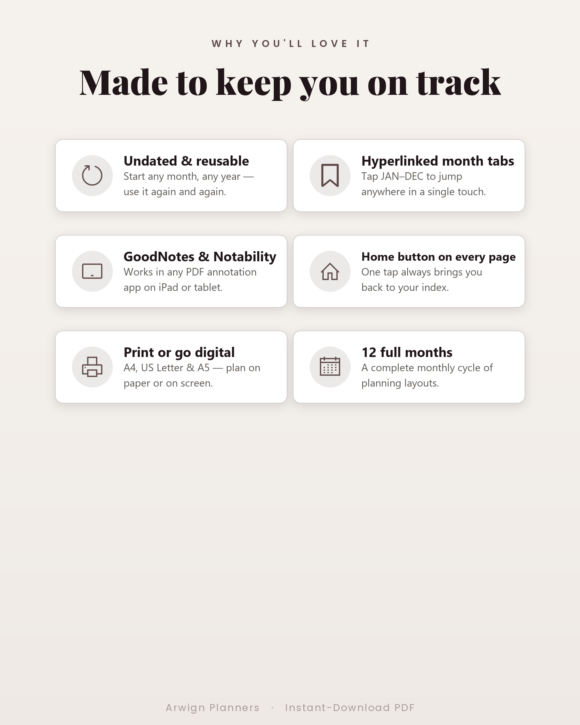 Undated Digital Monthly Planner — Mauve Sprig Edition — image 3