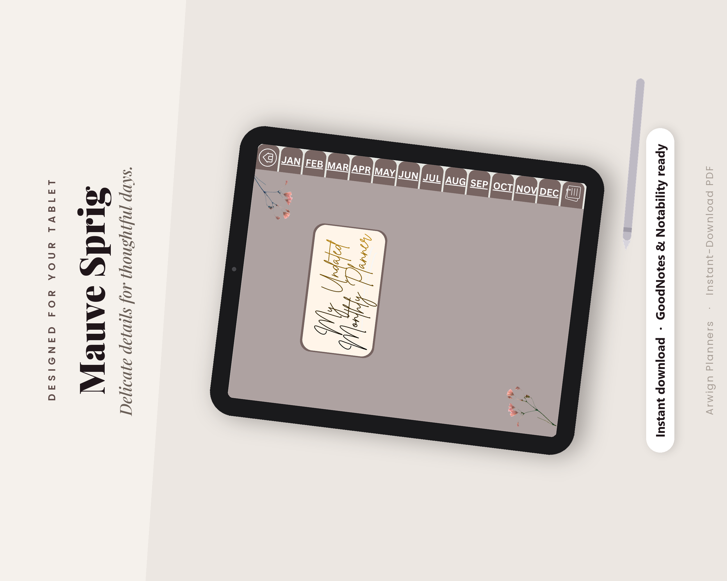 Undated Digital Monthly Planner — Mauve Sprig Edition — image 4