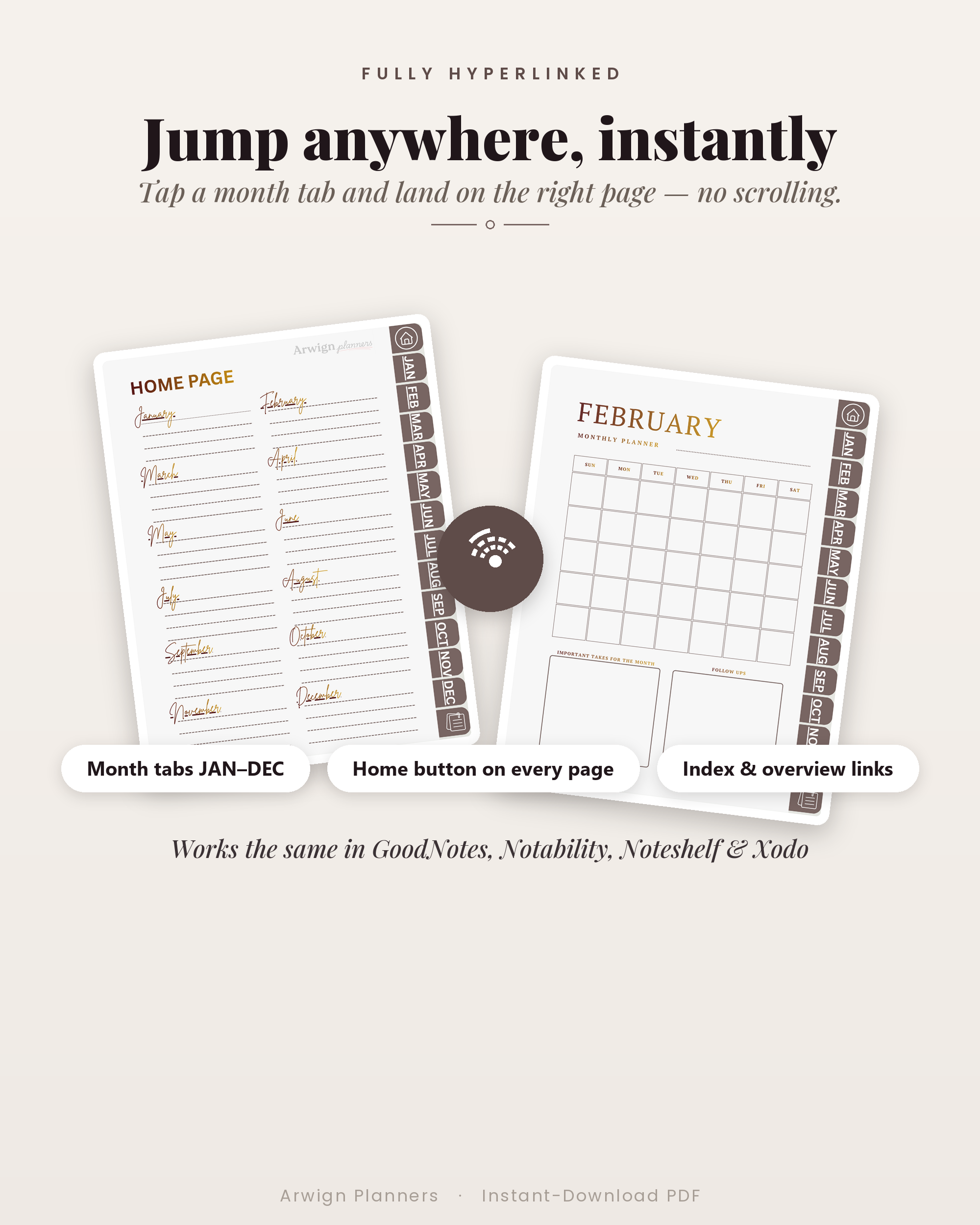 Undated Digital Monthly Planner — Mauve Sprig Edition — image 5