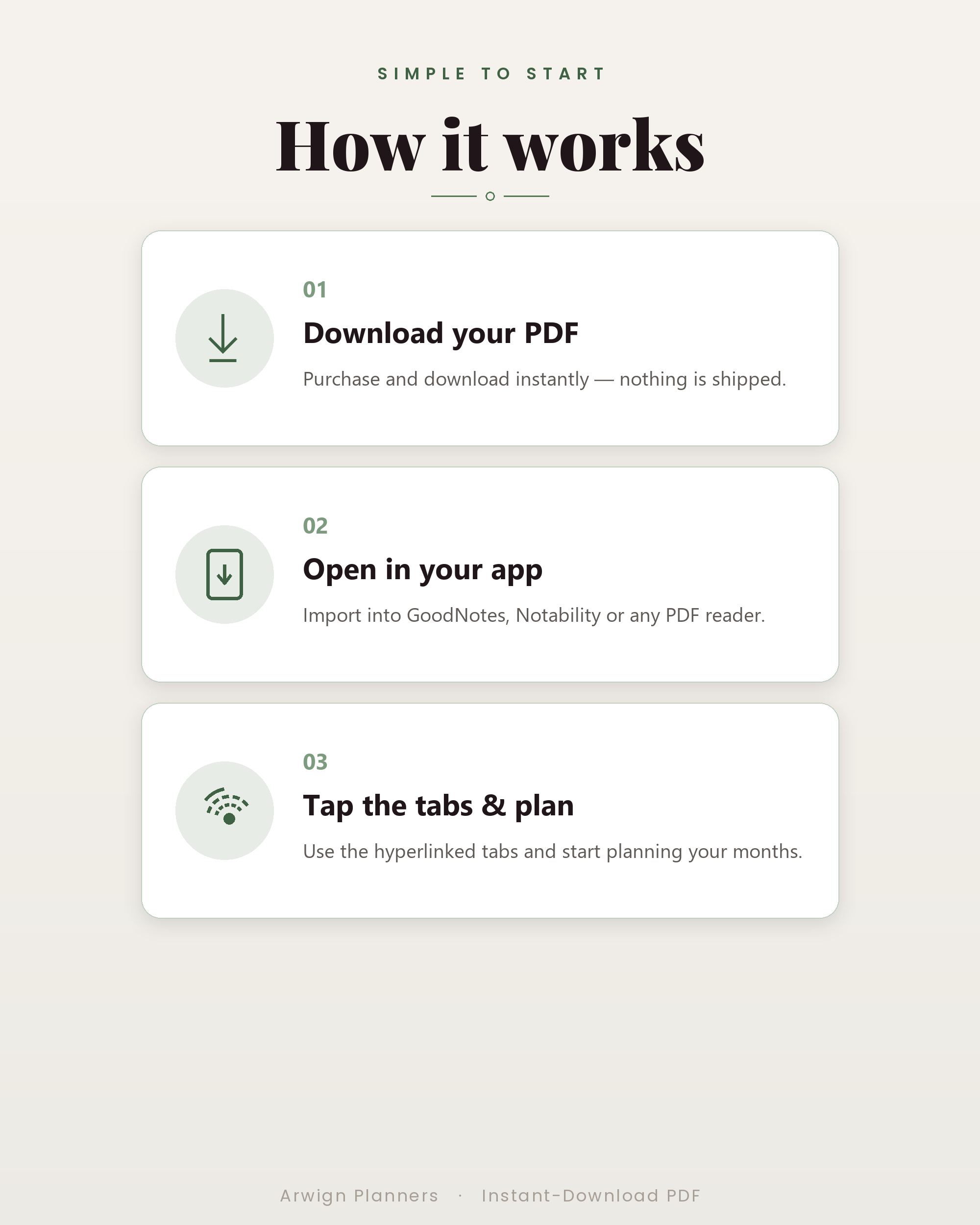 Undated Digital Monthly Planner — Olive Arrows Edition — image 6