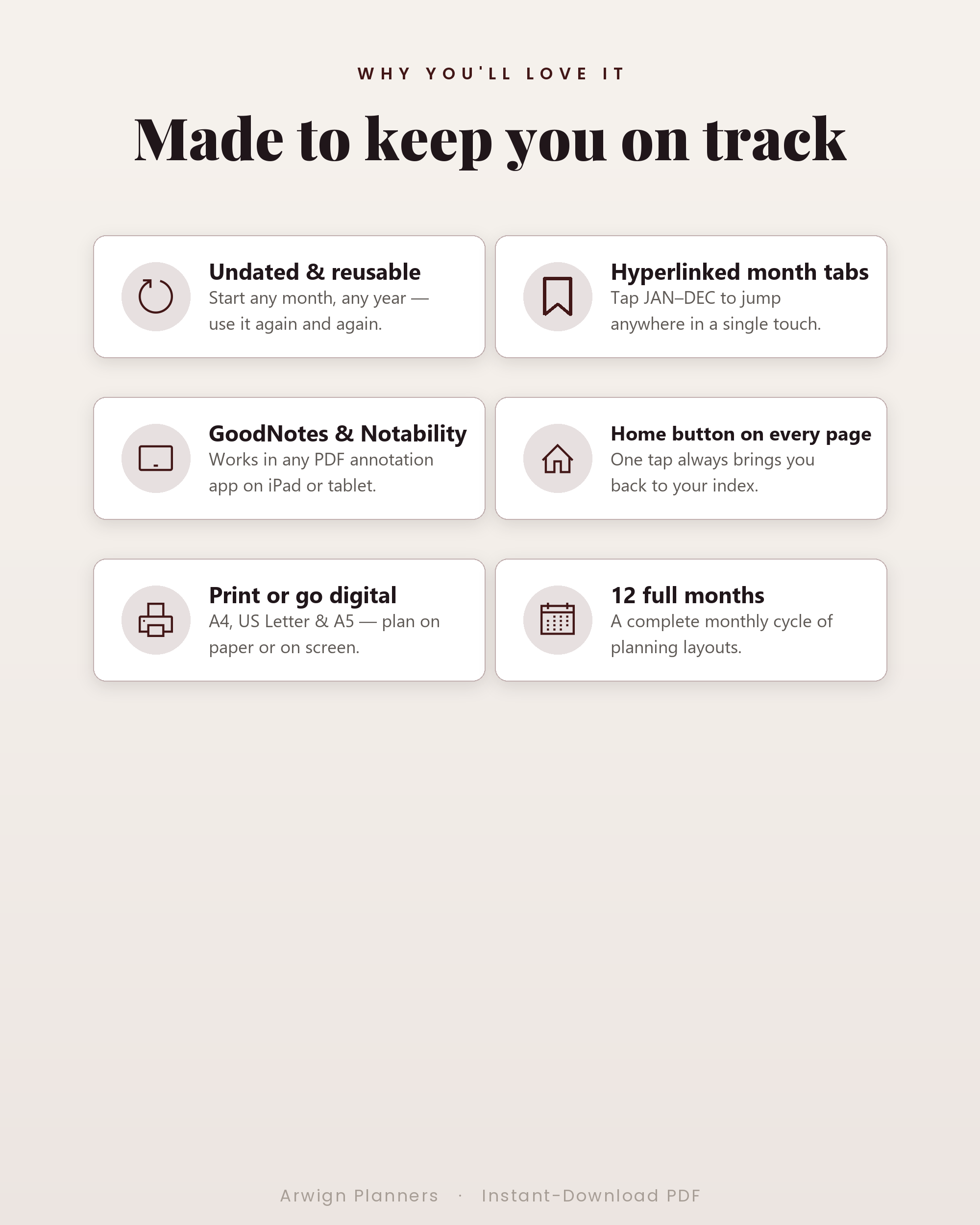 Undated Digital Monthly Planner — Stone Blossom Edition — image 3