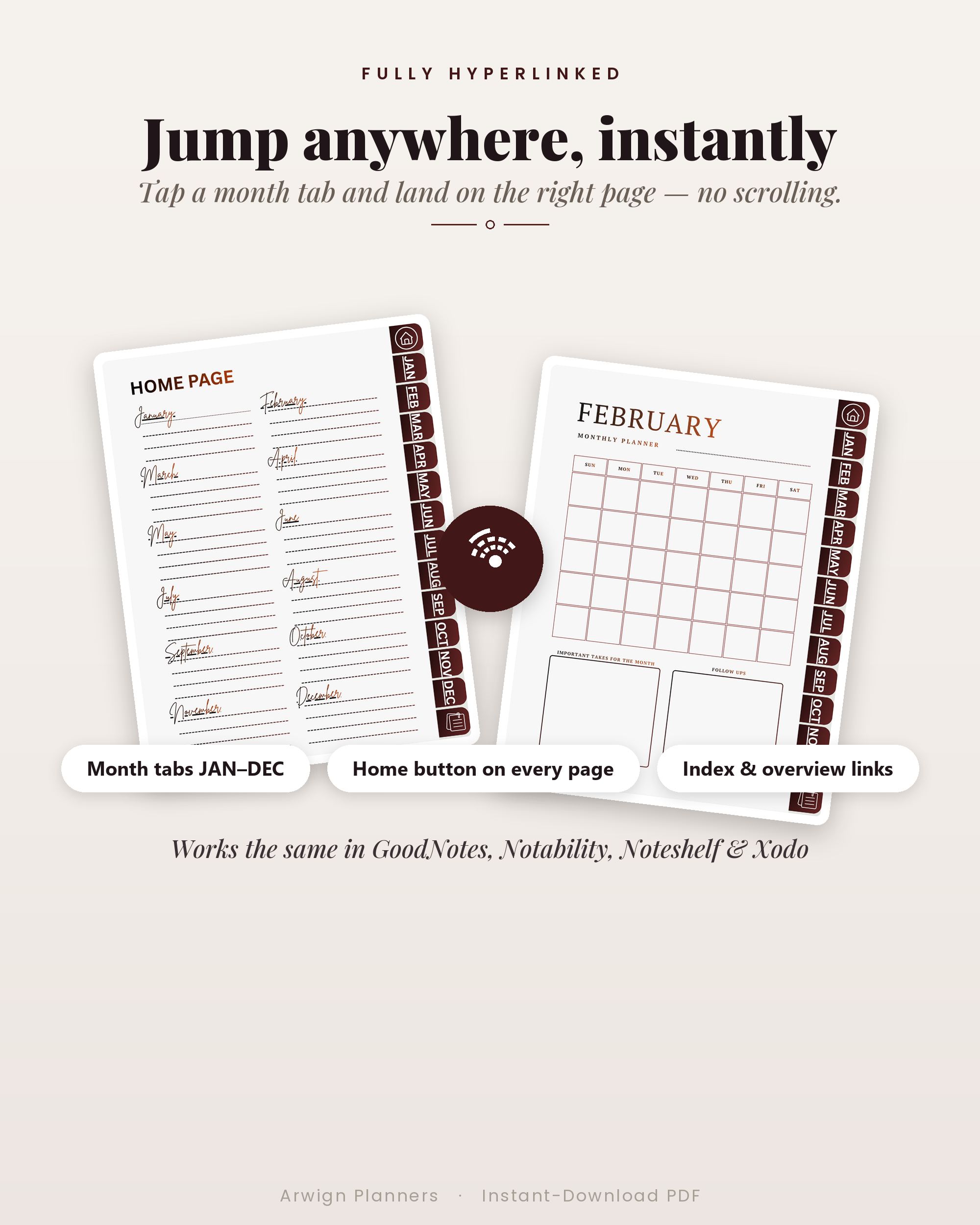 Undated Digital Monthly Planner — Stone Blossom Edition — image 5