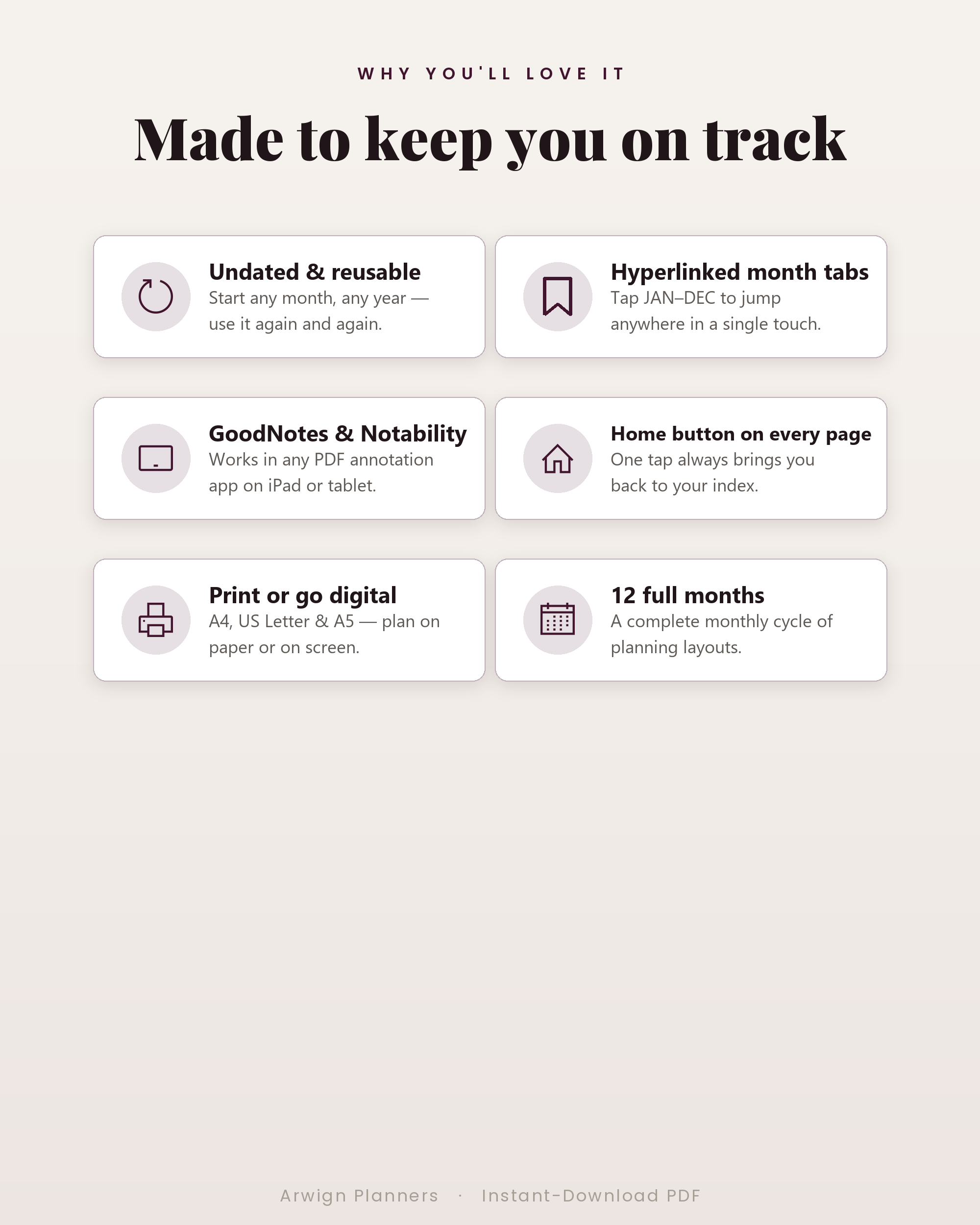 Undated Digital Monthly Planner — Twin Hearts Edition — image 3
