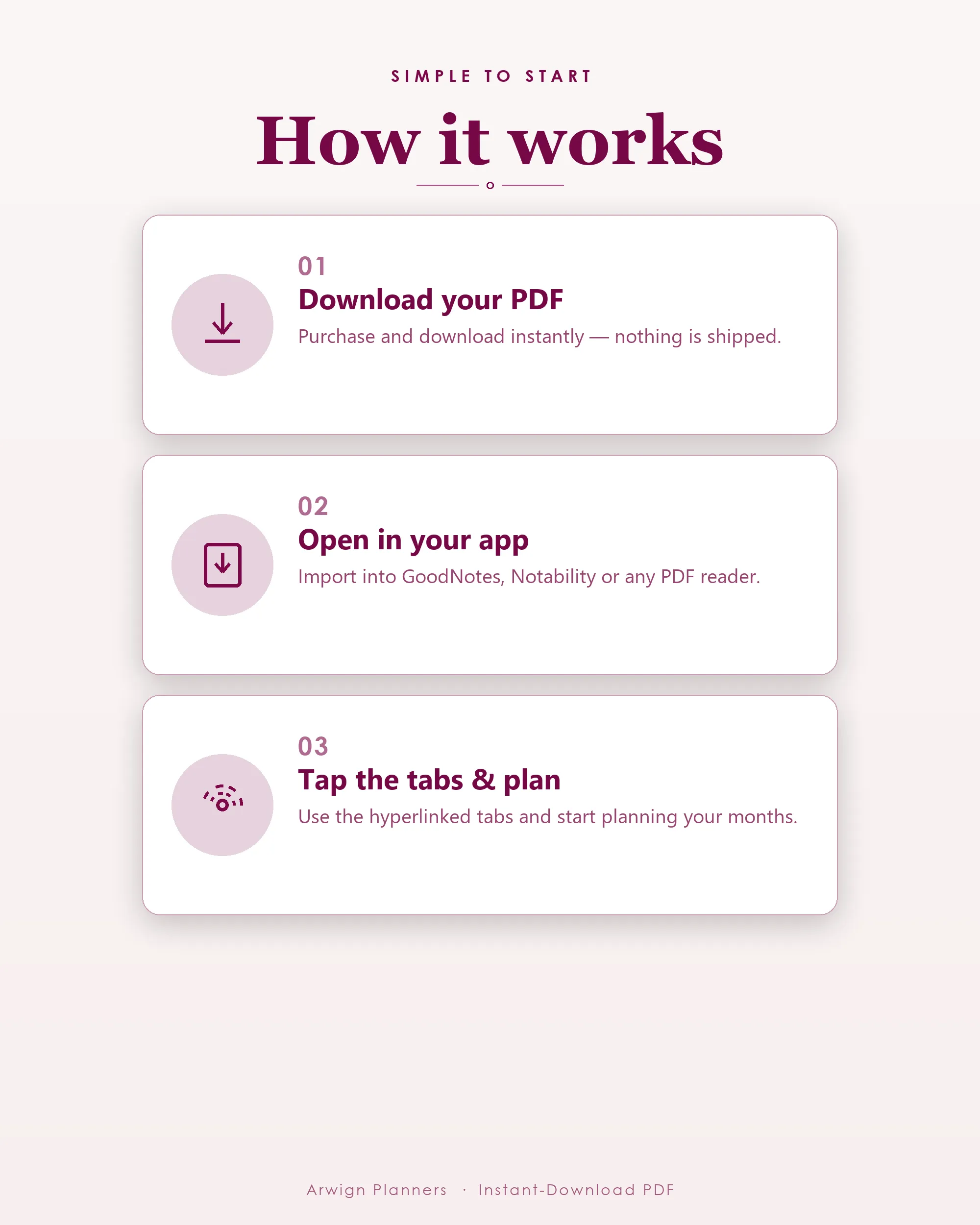 Undated Digital Monthly Planner — Blush Berry — image 6