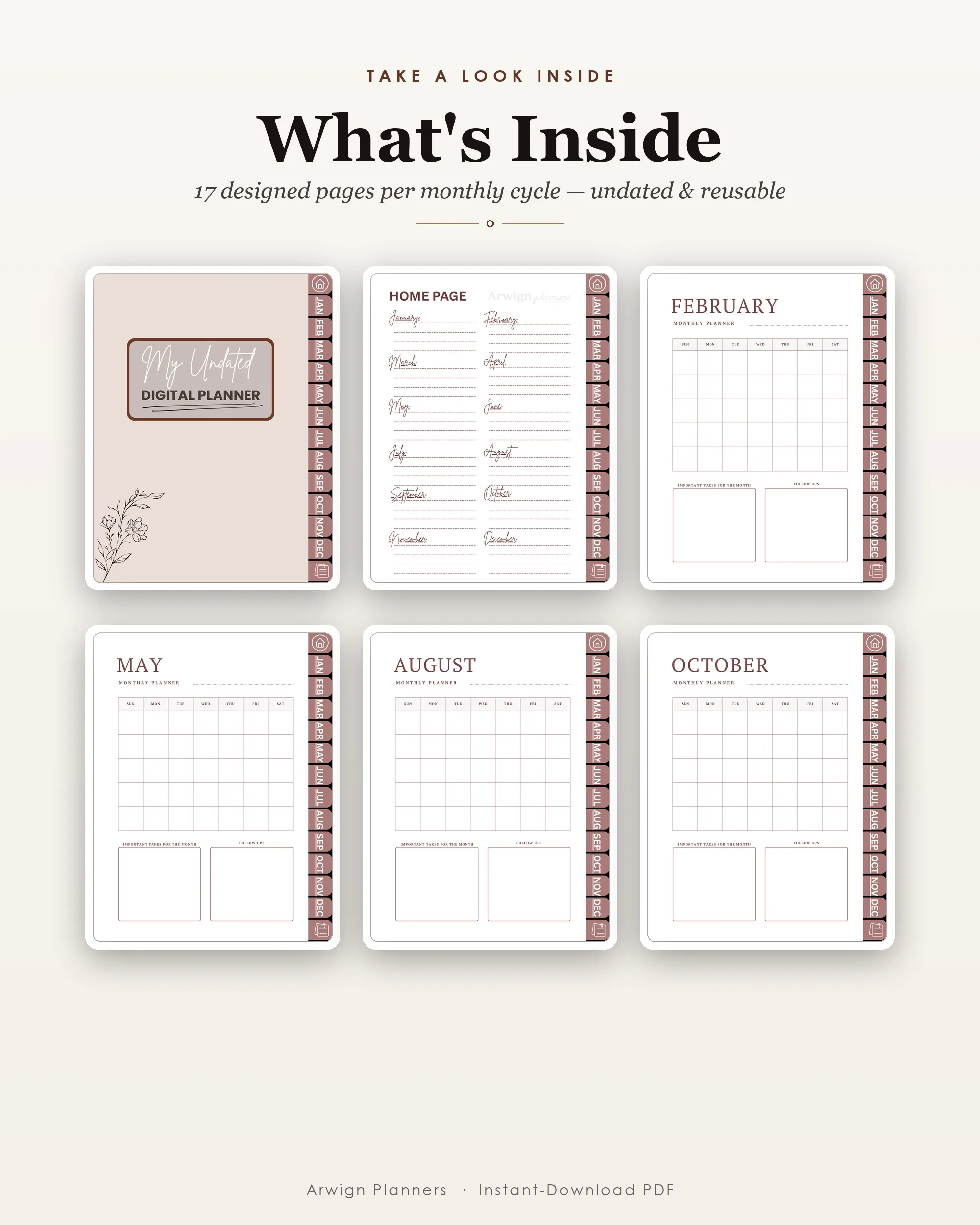 Undated Digital Monthly Planner — Blush Botanica — image 2