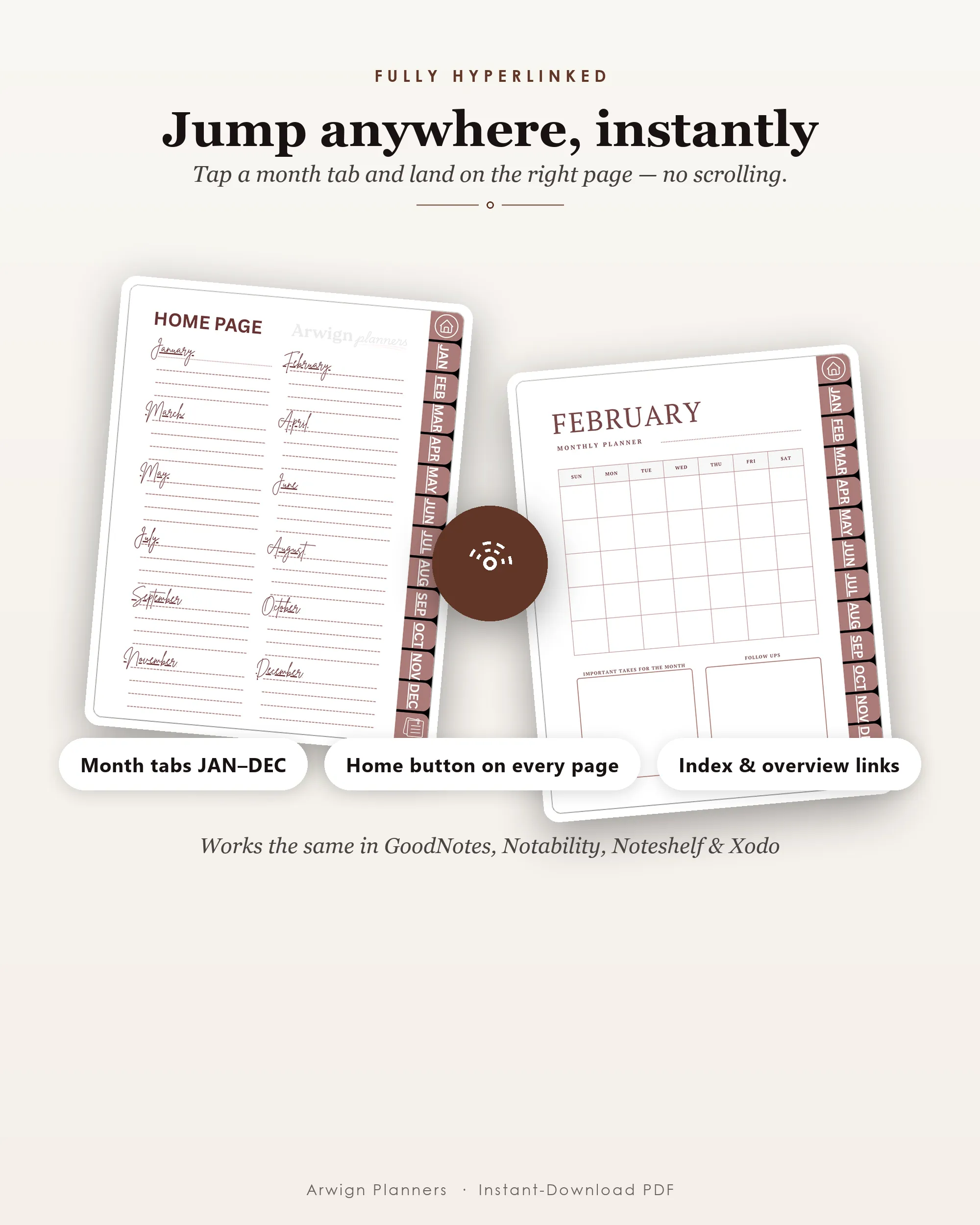 Undated Digital Monthly Planner — Blush Botanica — image 5