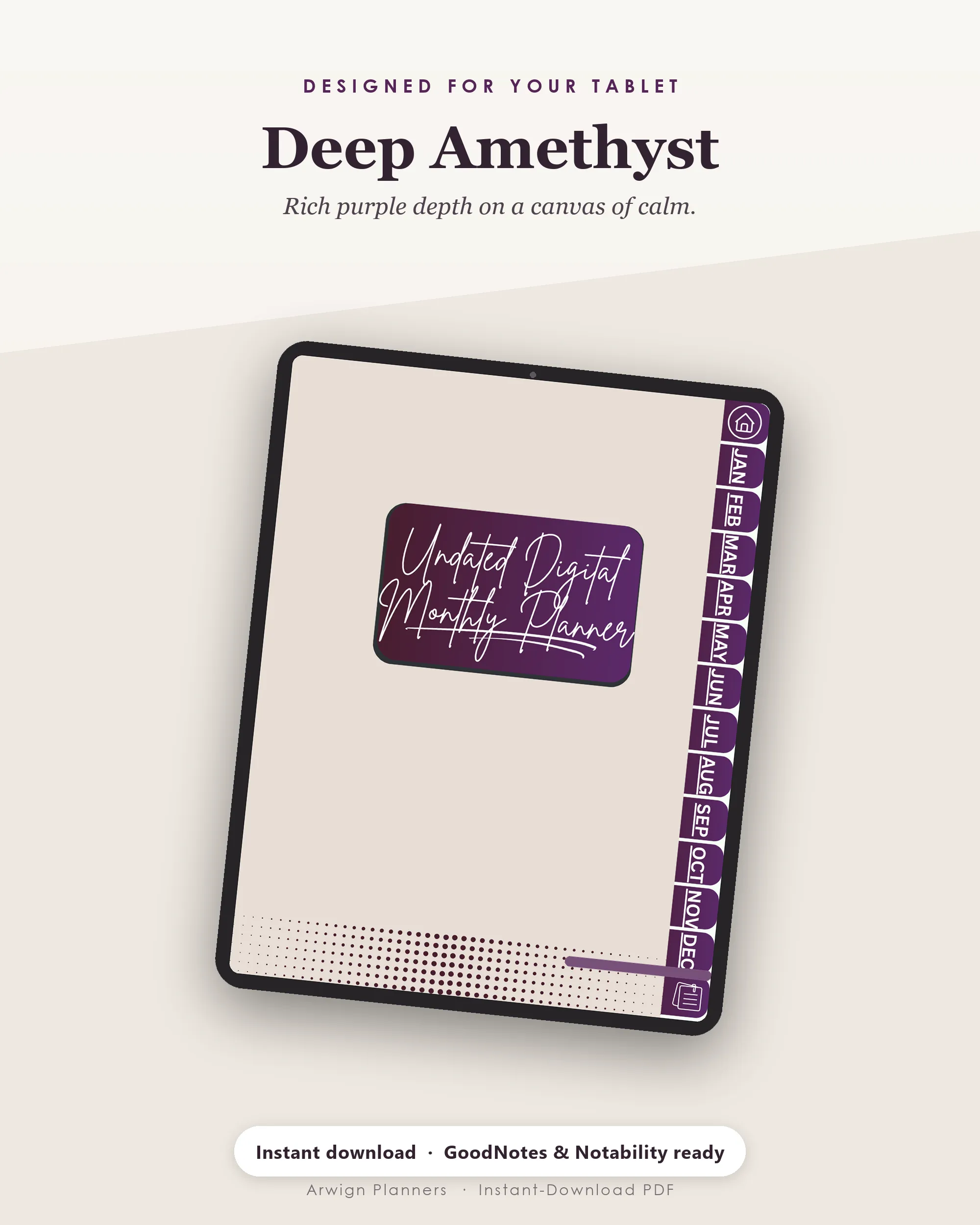 Undated Digital Monthly Planner — Deep Amethyst — image 4