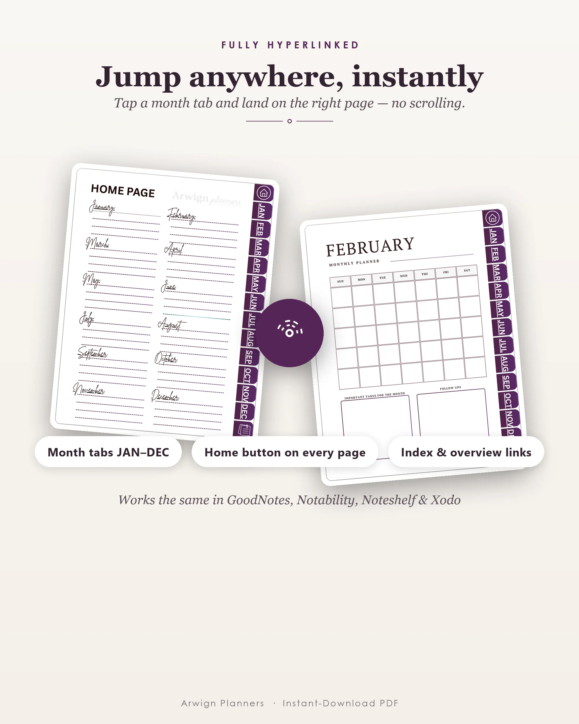 Undated Digital Monthly Planner — Deep Amethyst — image 5
