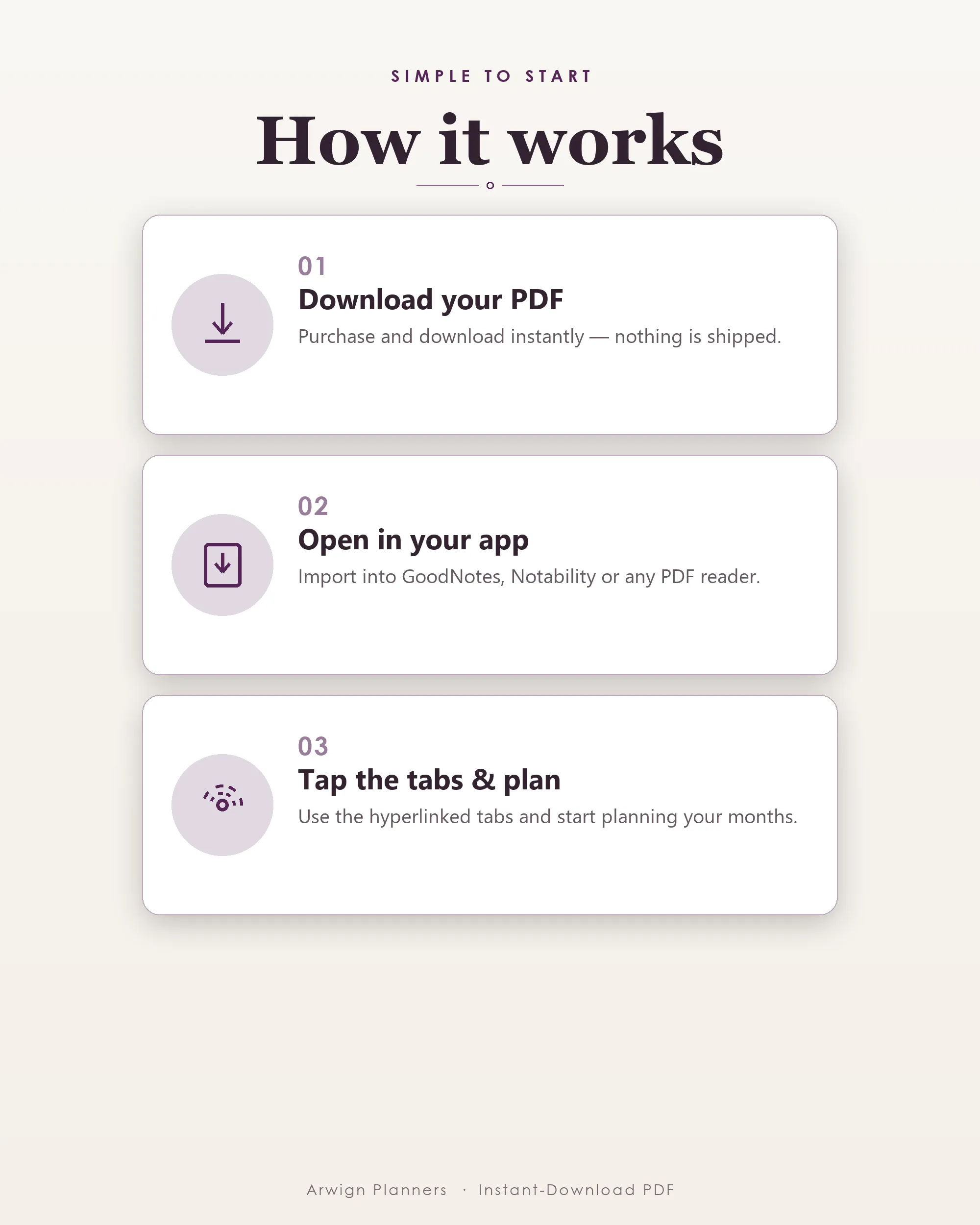 Undated Digital Monthly Planner — Deep Amethyst — image 6