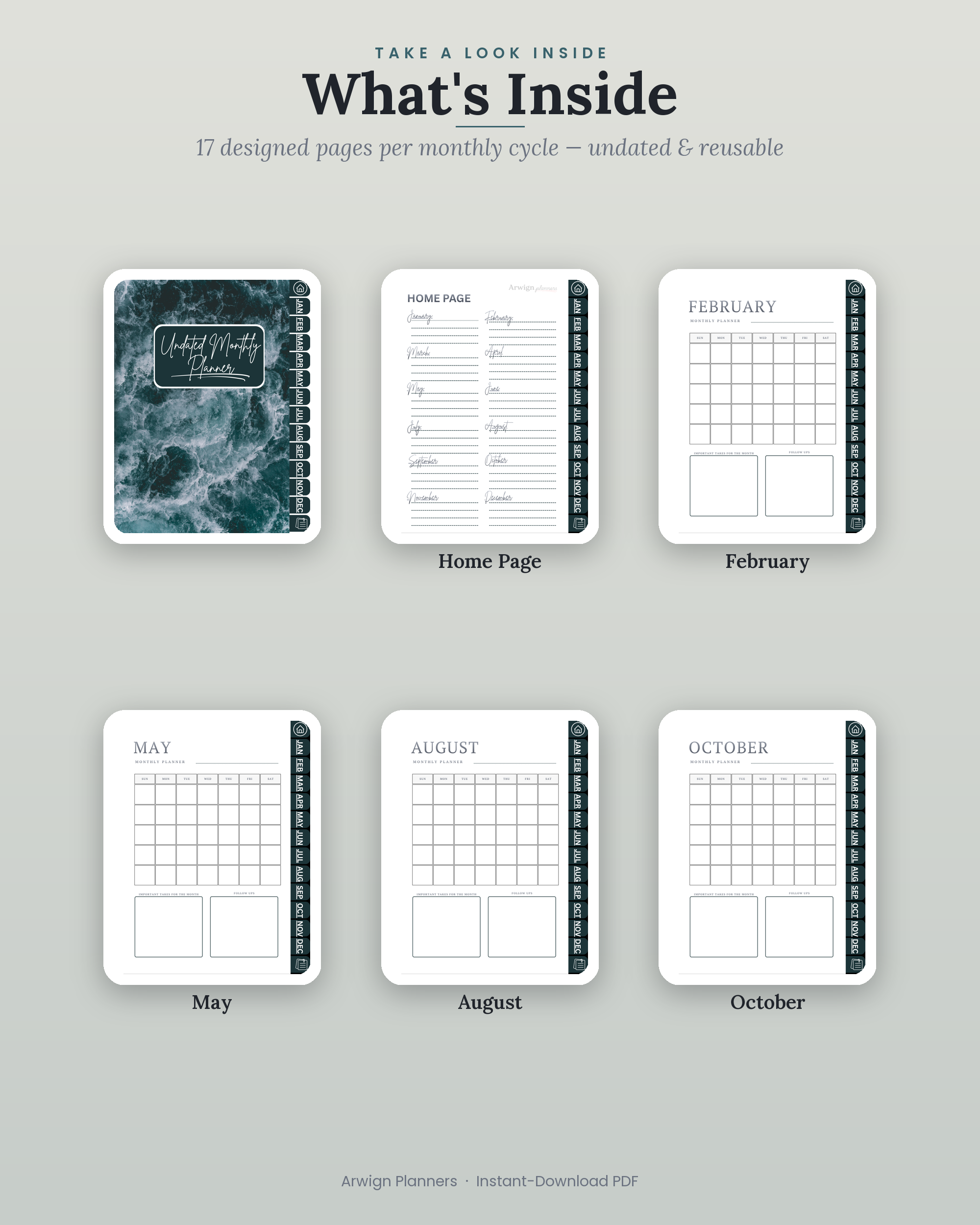 Undated Digital Monthly Planner — Deep Current — image 2