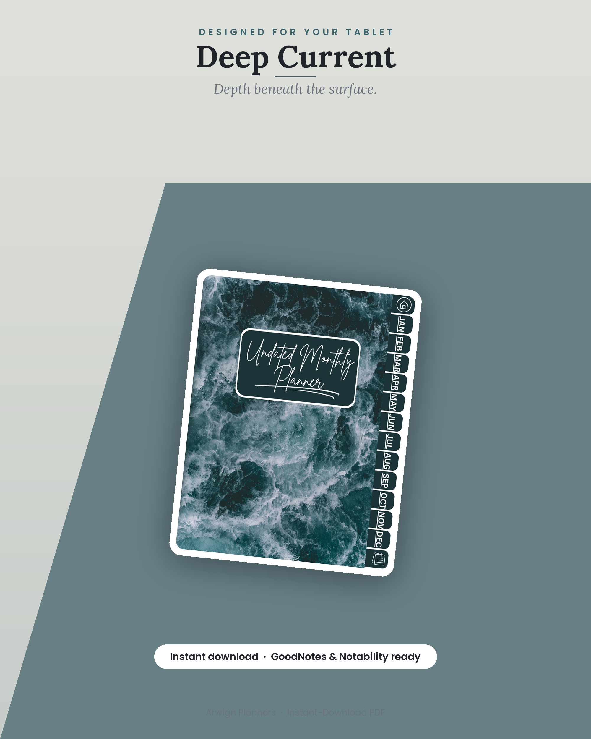Undated Digital Monthly Planner — Deep Current — image 4