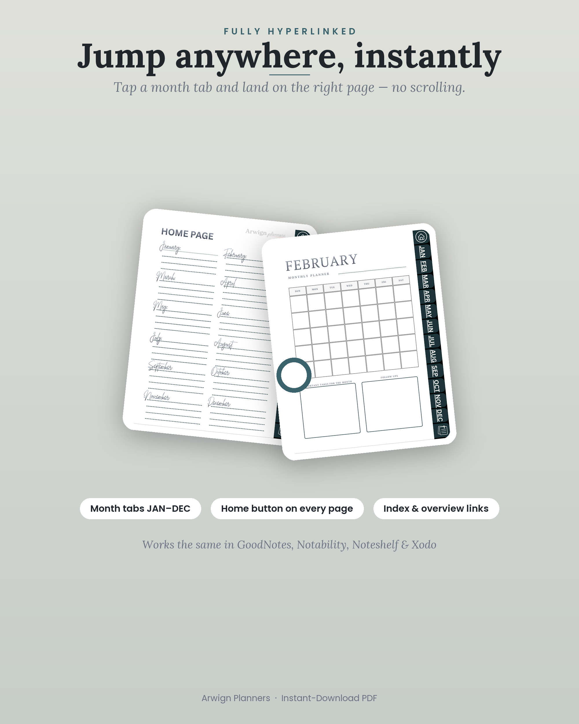 Undated Digital Monthly Planner — Deep Current — image 5